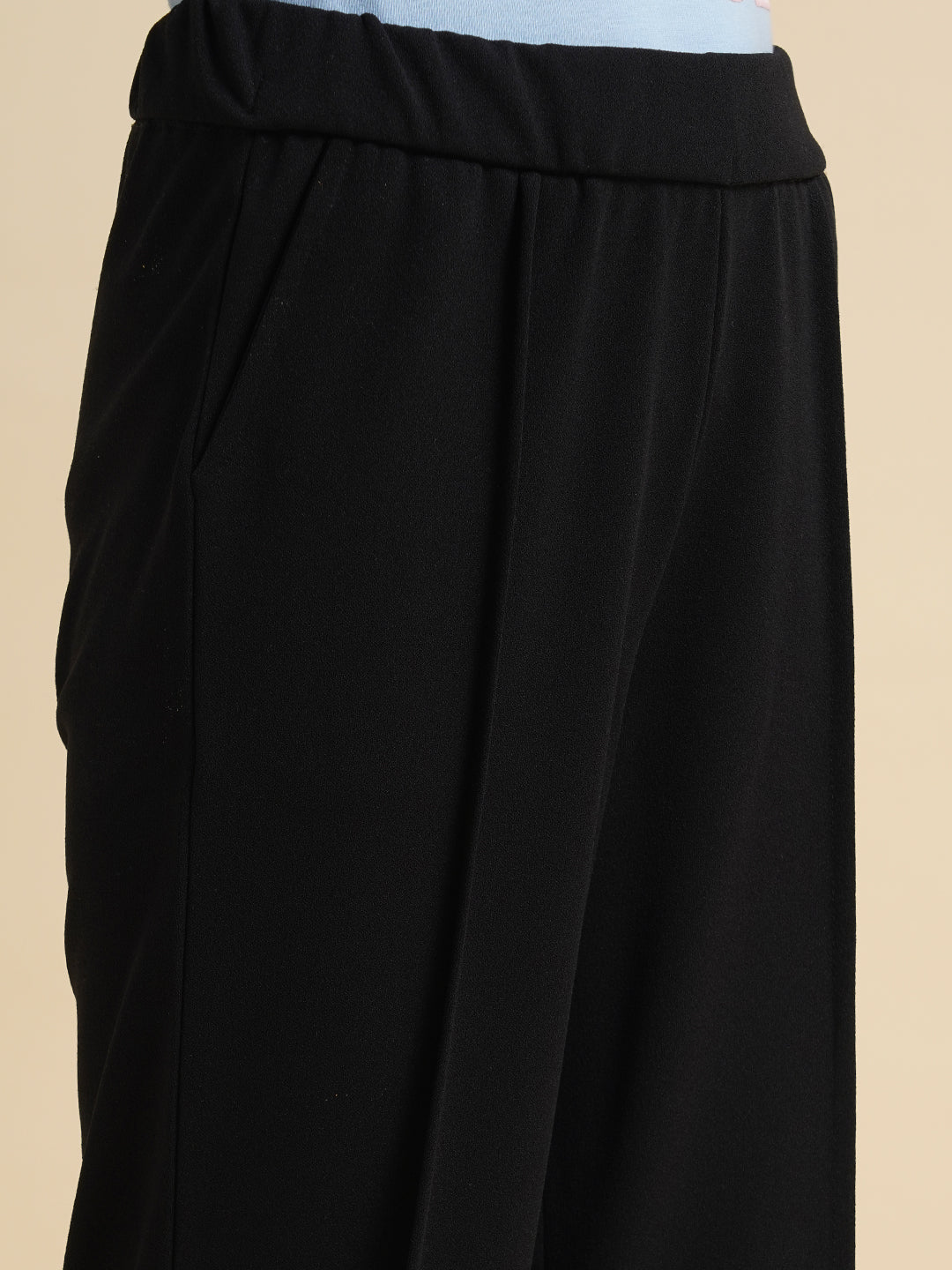 Girls Black Straight Fit Pants