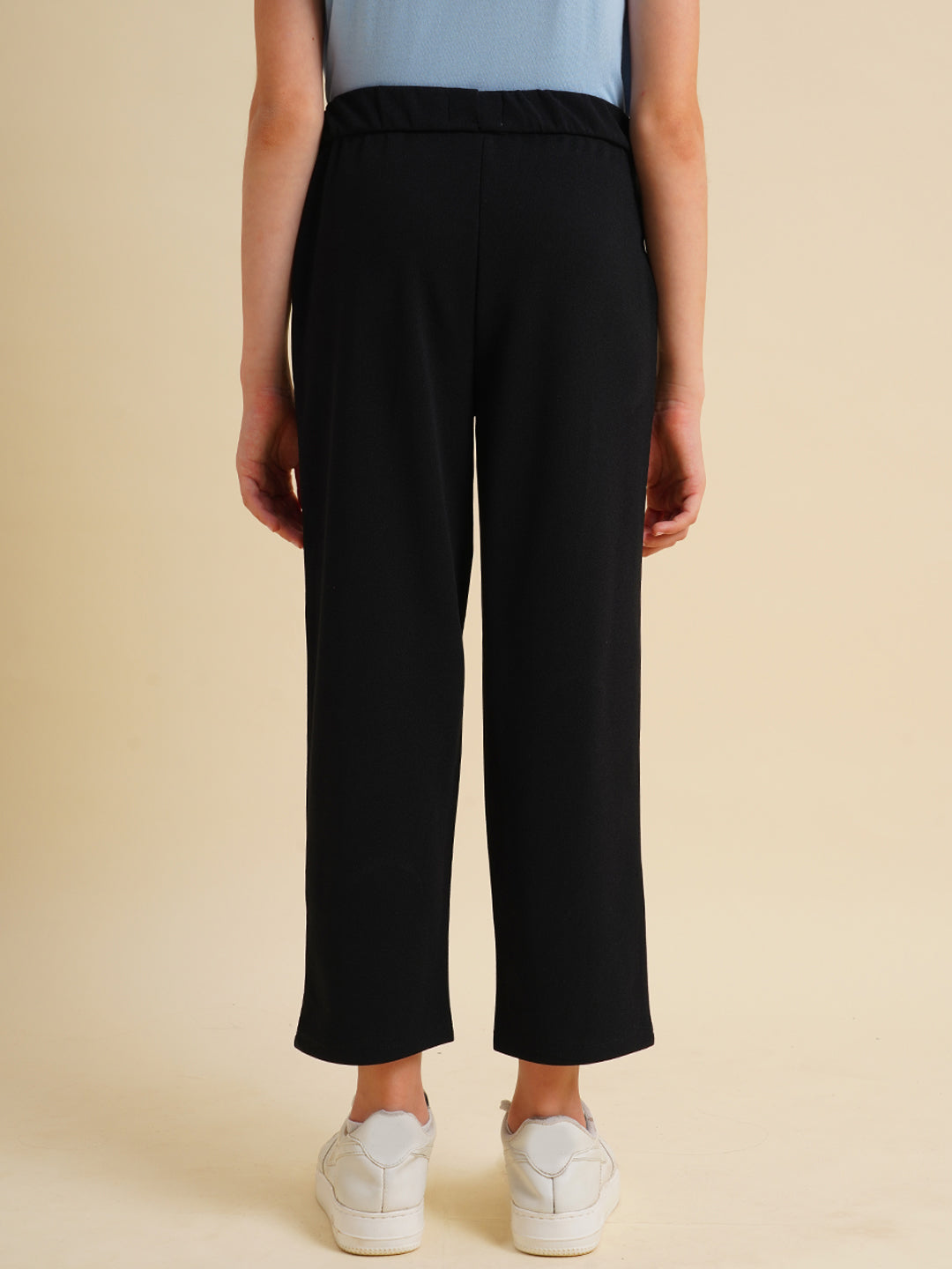 Girls Black Straight Fit Pants