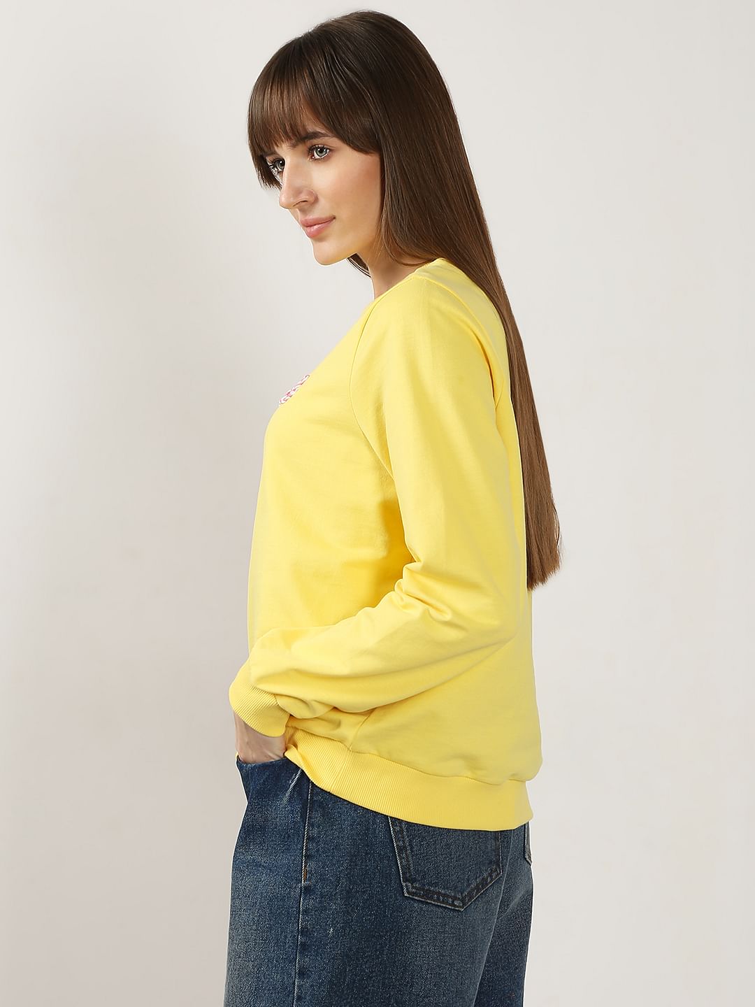 Yellow Cording Text Sweatshirt