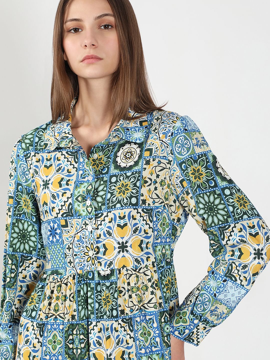 Multi-Colour Printed Shirt Dress