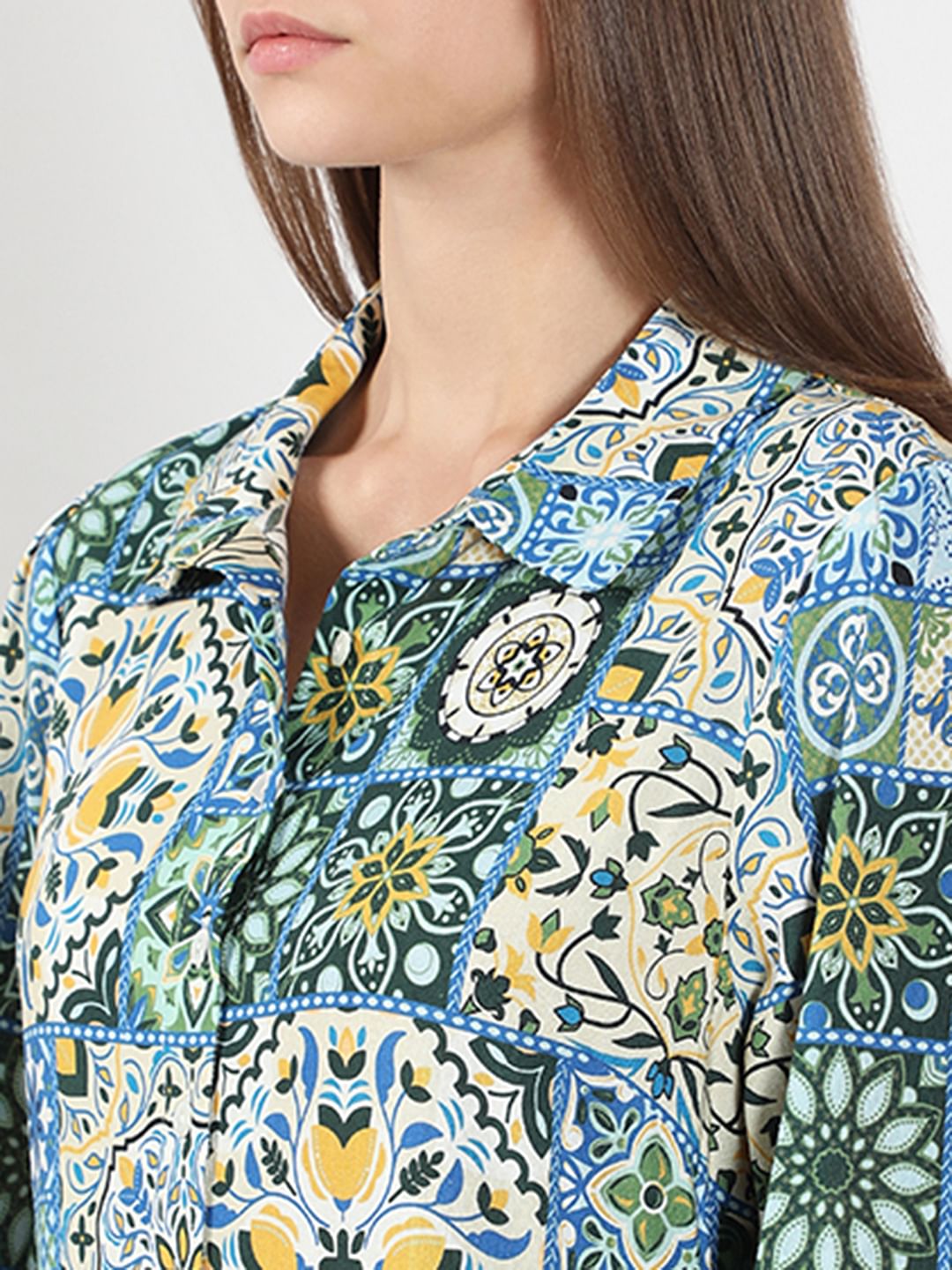 Multi-Colour Printed Shirt Dress