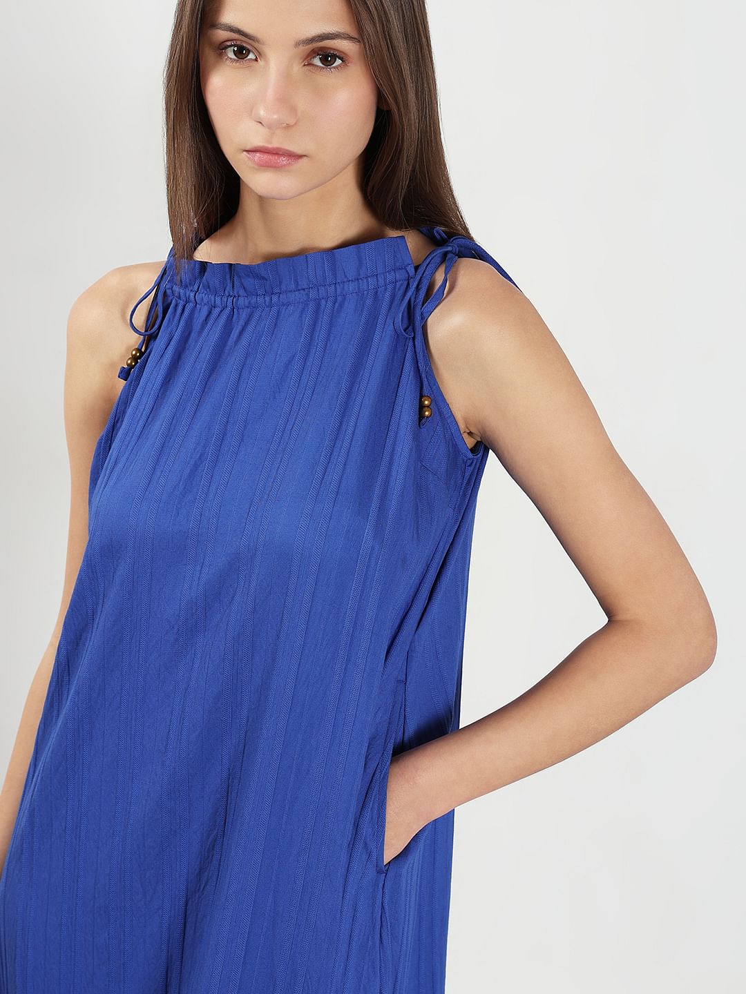 Blue Flared Midaxi Dress