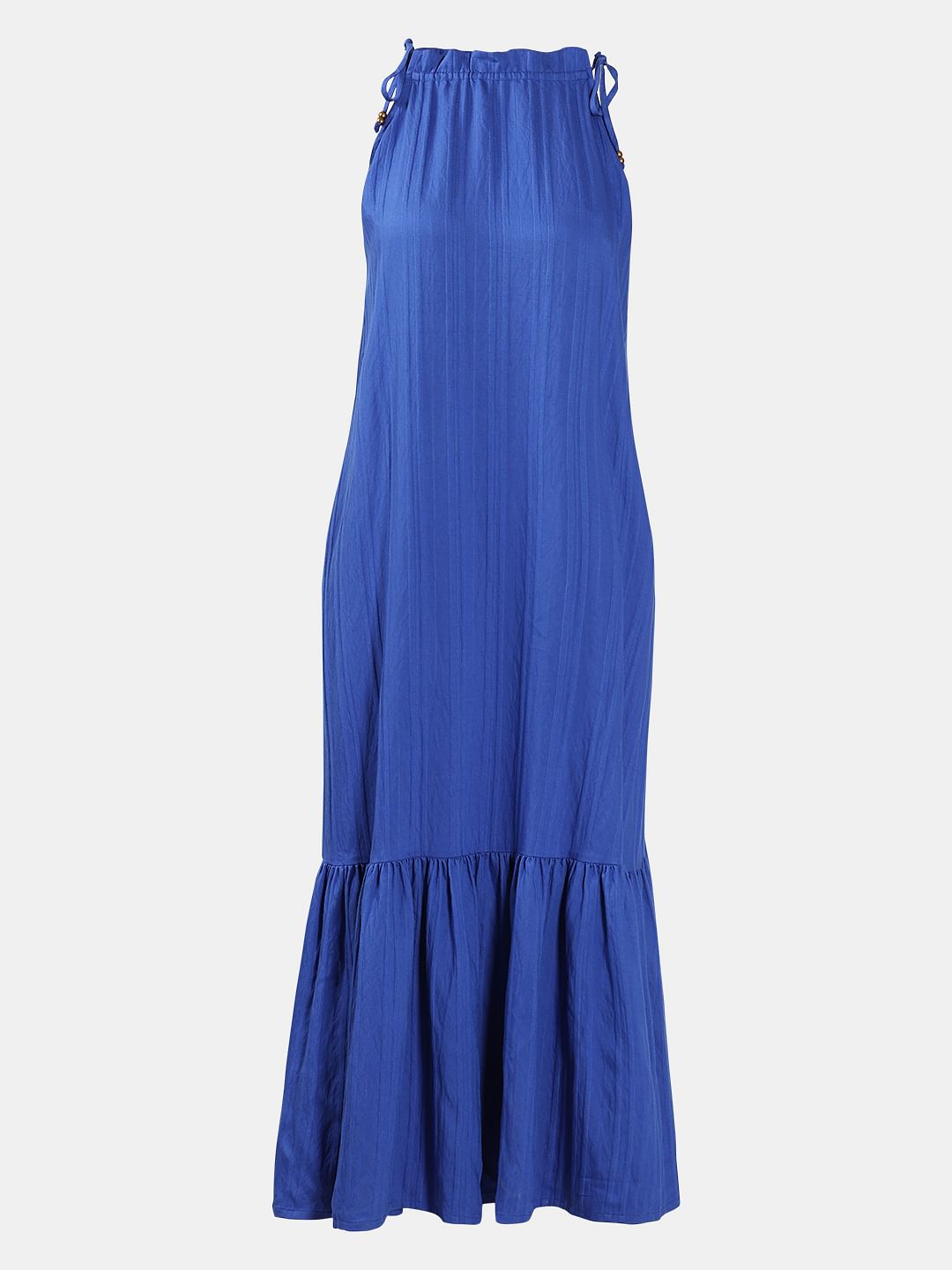 Blue Flared Midaxi Dress