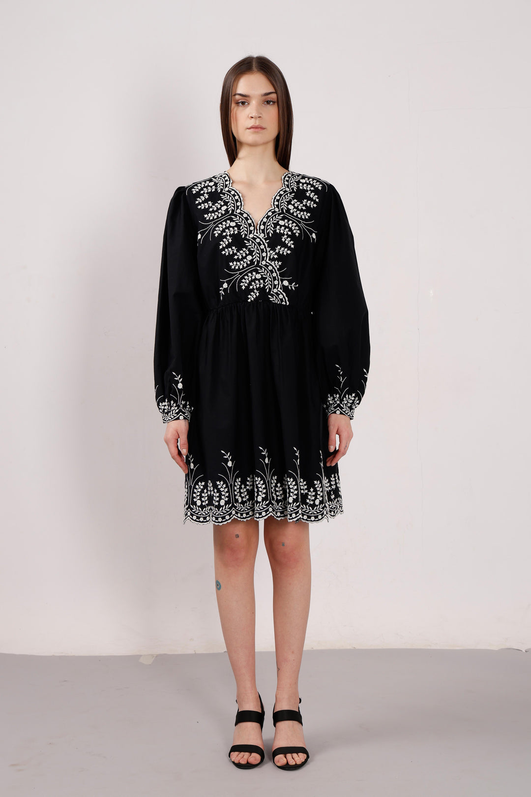 Vero Moda Black Embroidered Cotton Dress