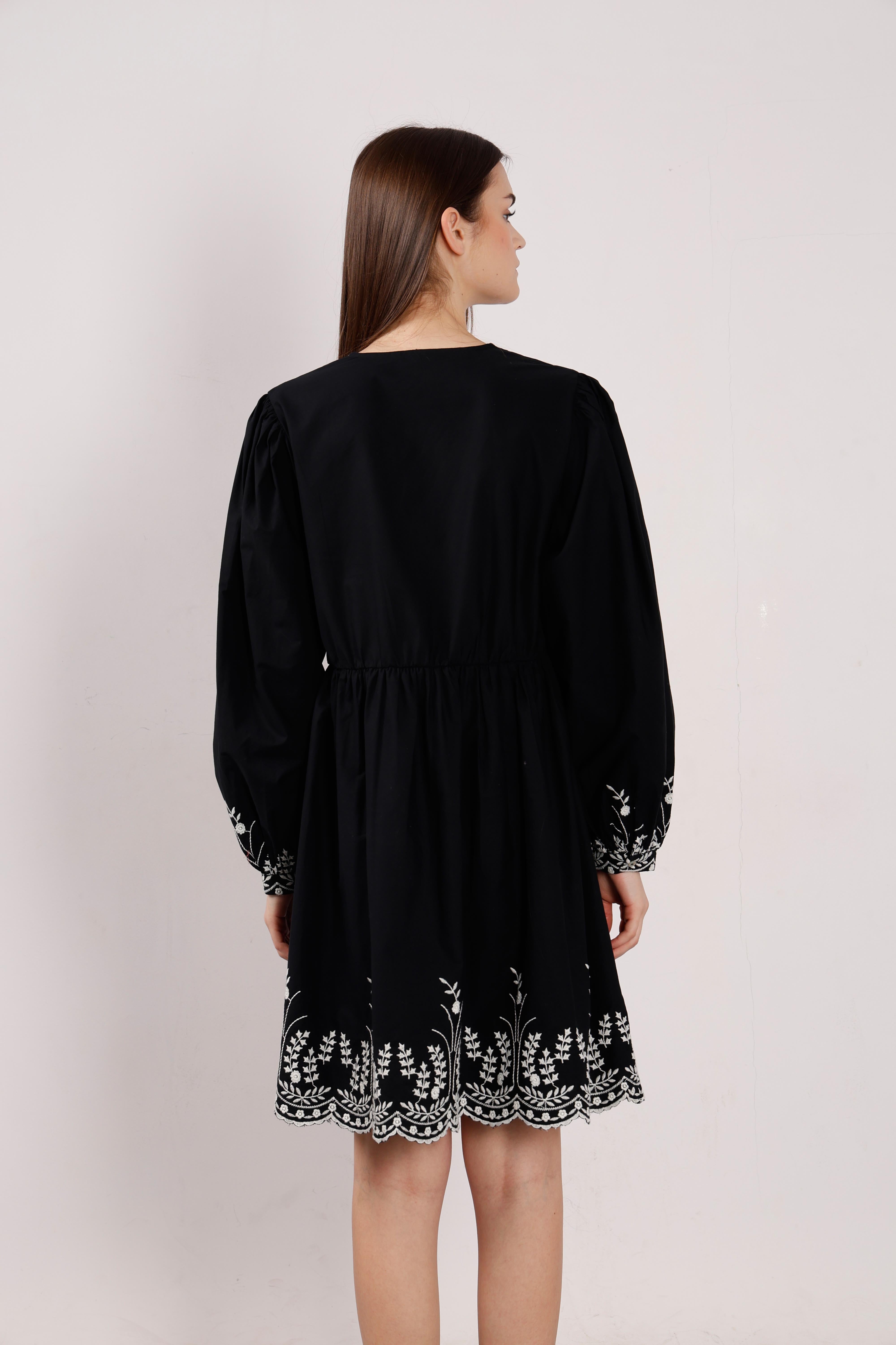 Vero Moda Black Embroidered Cotton Dress
