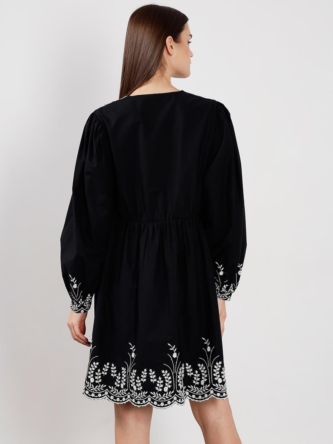 Vero Moda Black Embroidered Cotton Dress