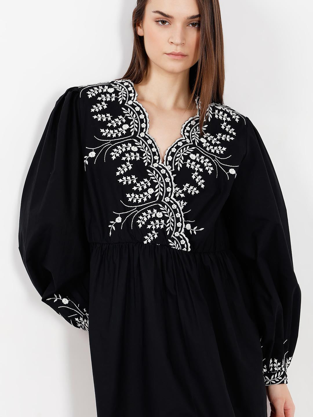 Vero Moda Black Embroidered Cotton Dress