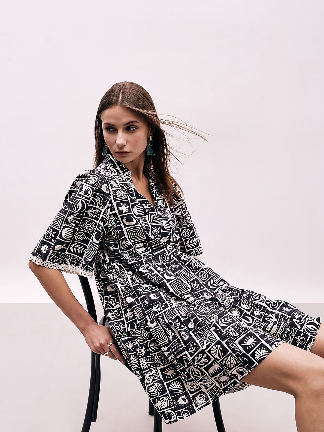 Black & White Printed Dress