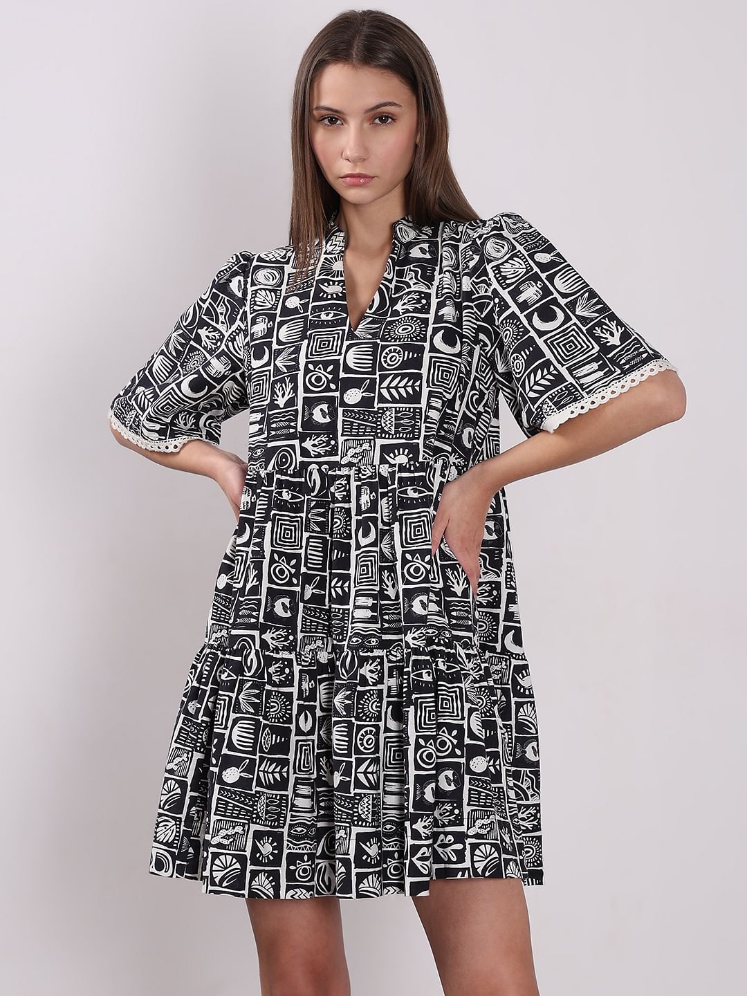 Black & White Printed Dress