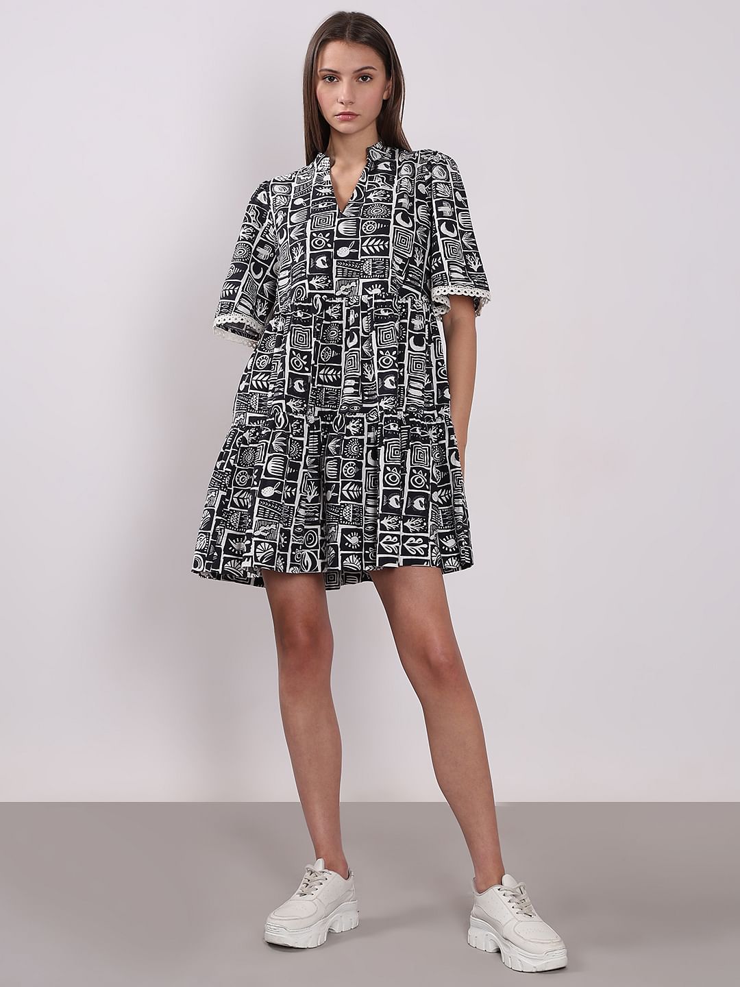 Black & White Printed Dress