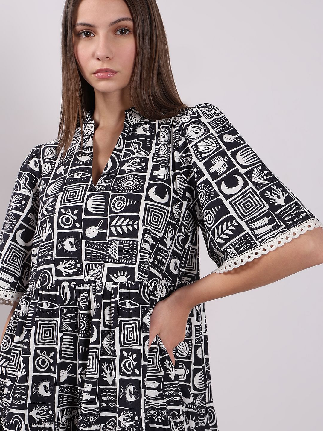 Black & White Printed Dress