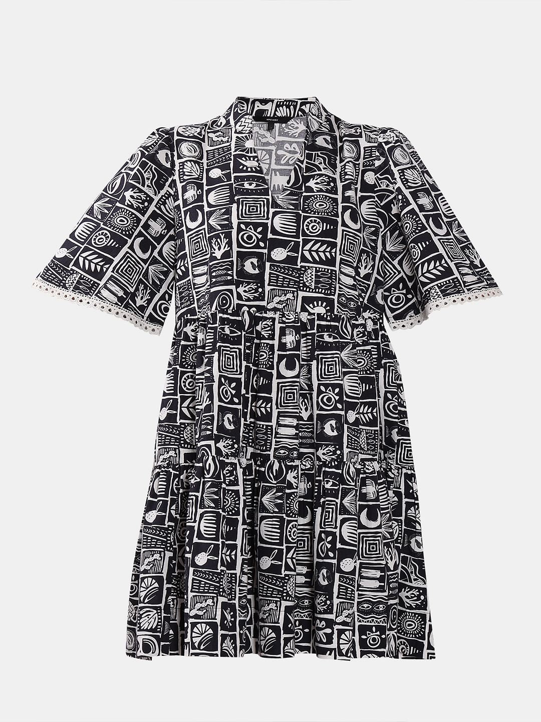 Black & White Printed Dress