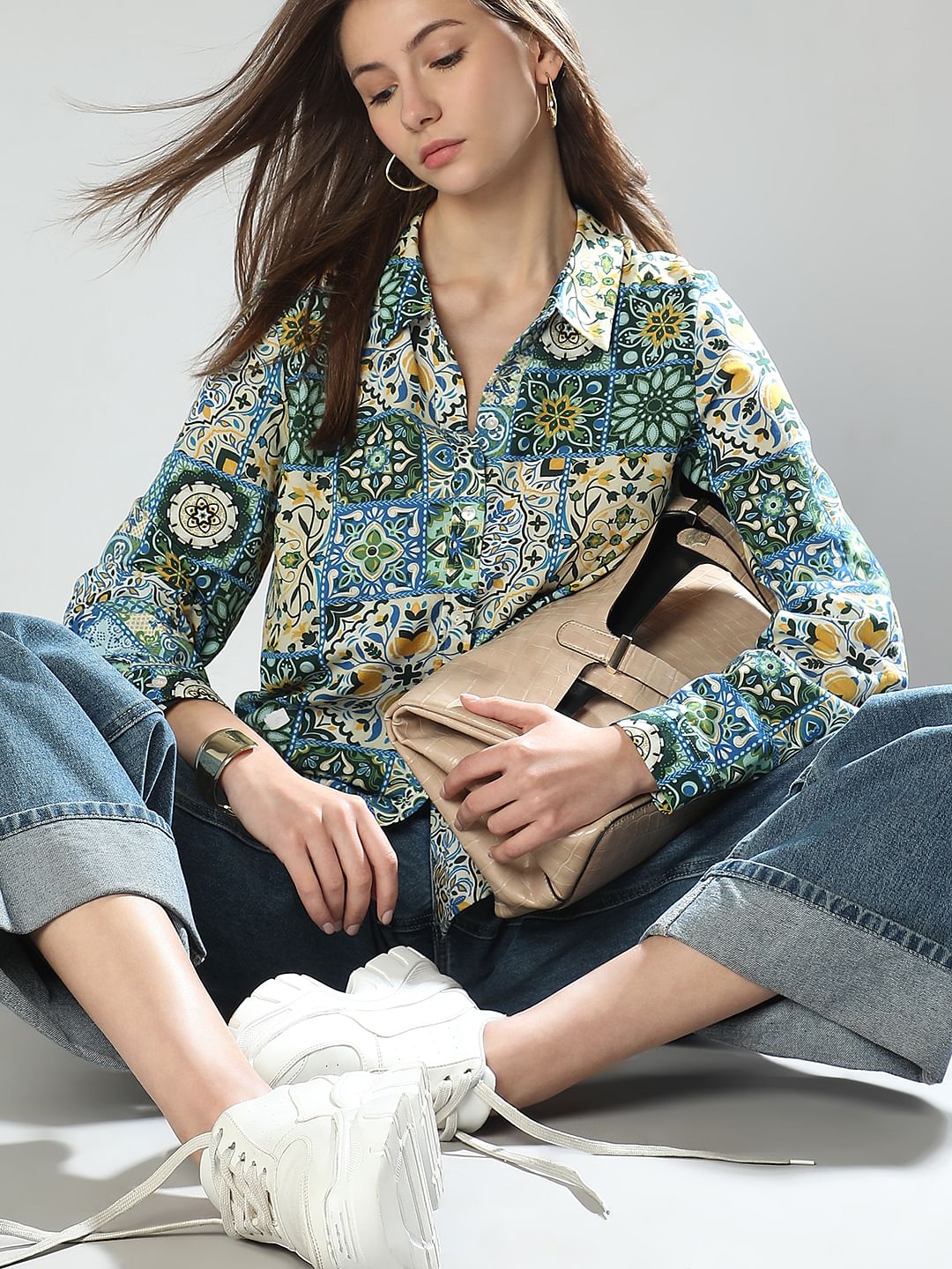 Green Printed Cotton Shirt