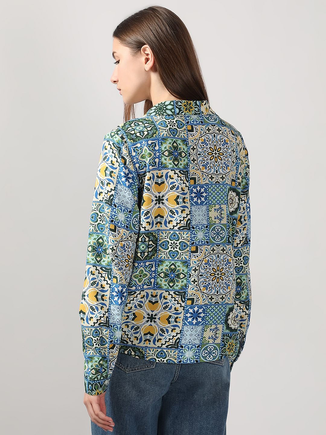 Green Printed Cotton Shirt