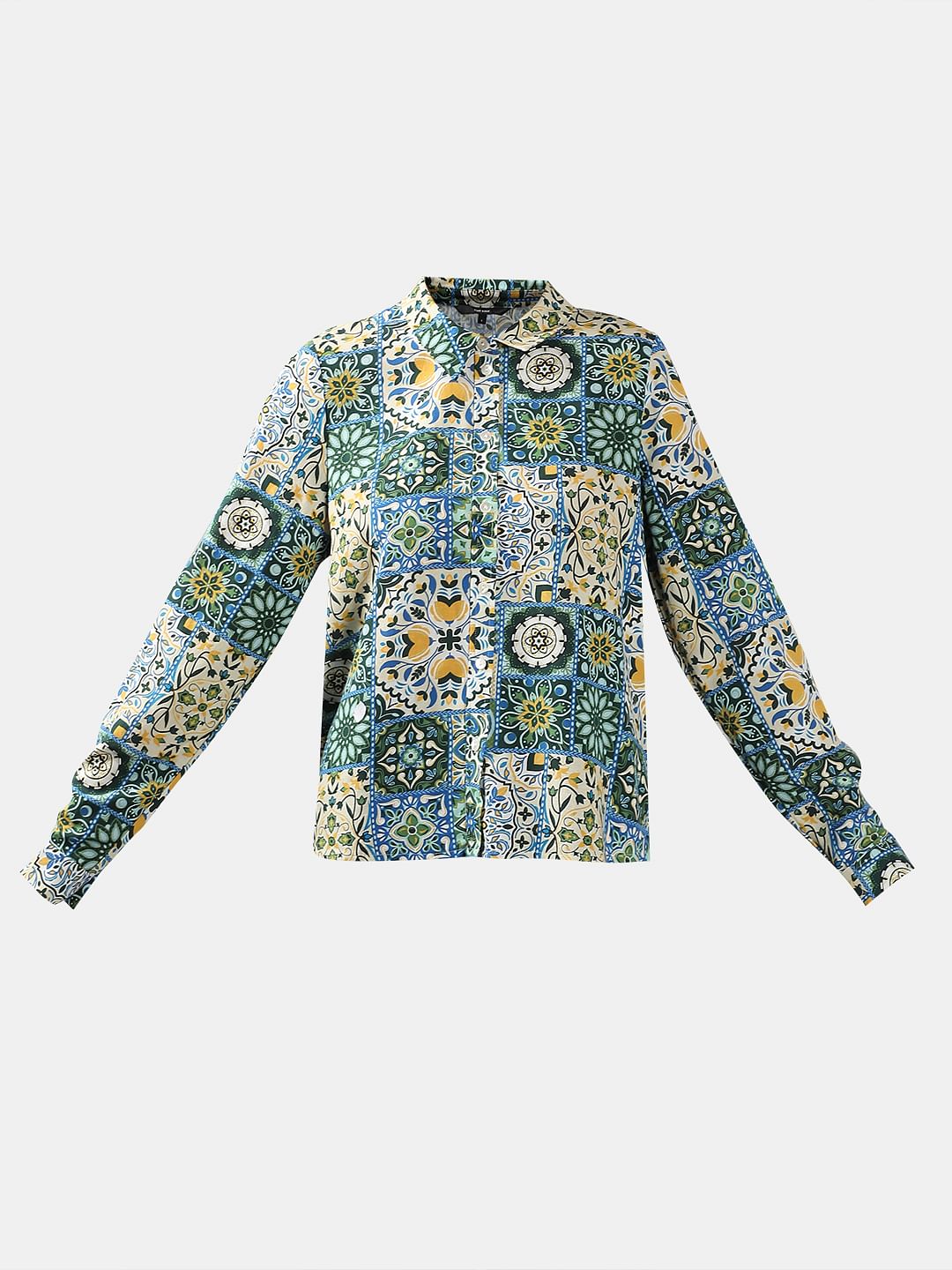 Green Printed Cotton Shirt