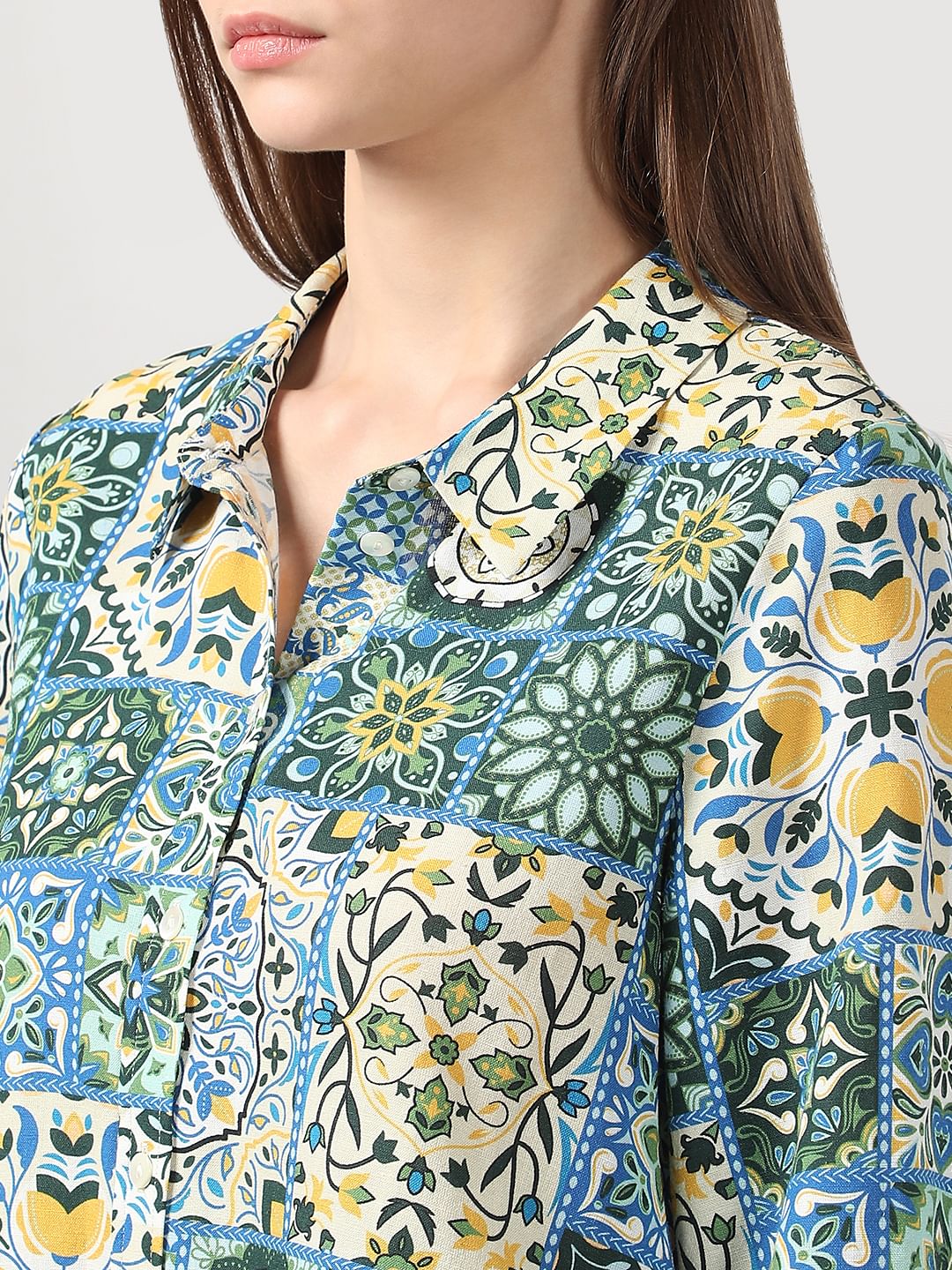 Green Printed Cotton Shirt