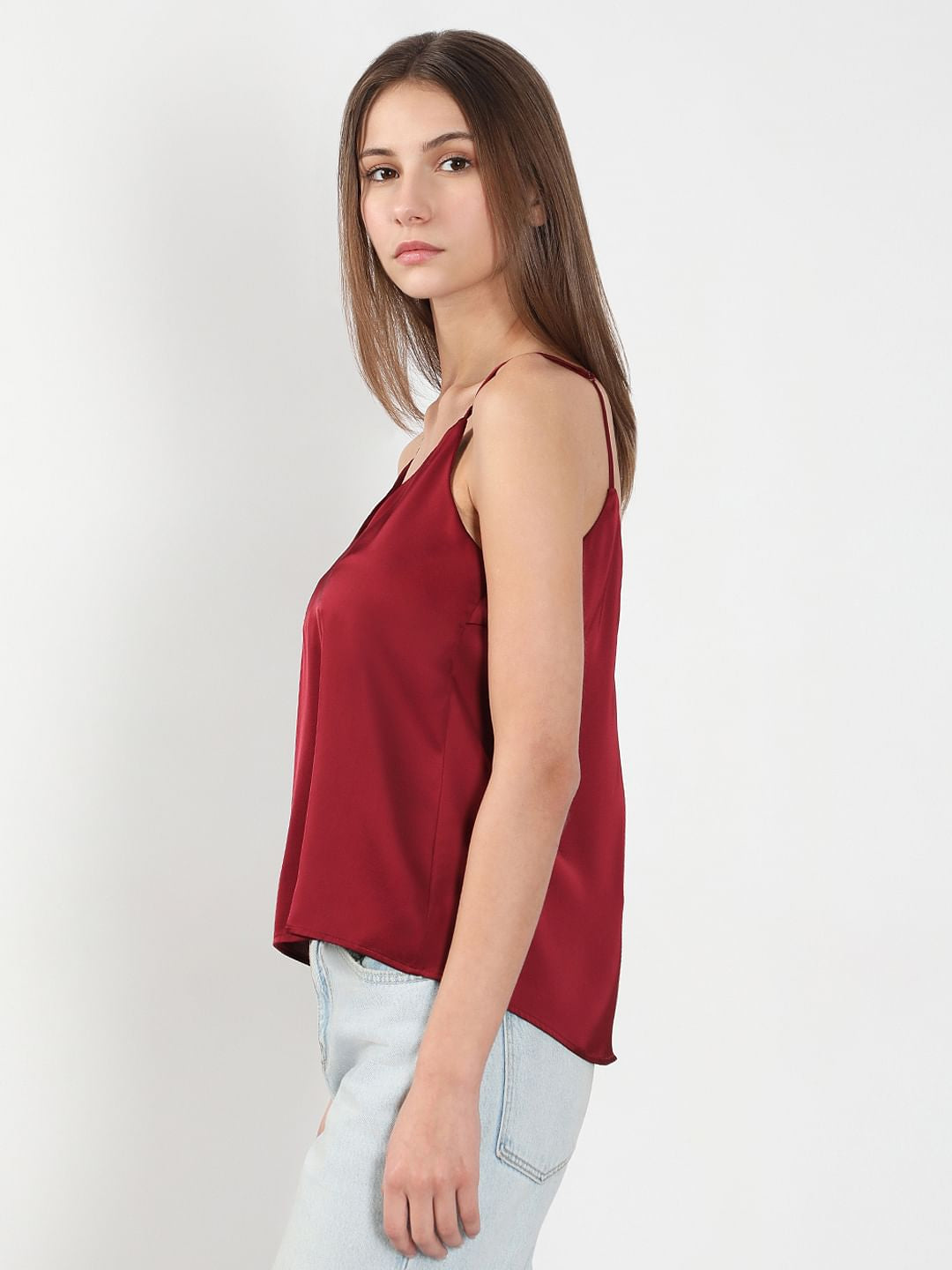 Red V Neck Slip Top