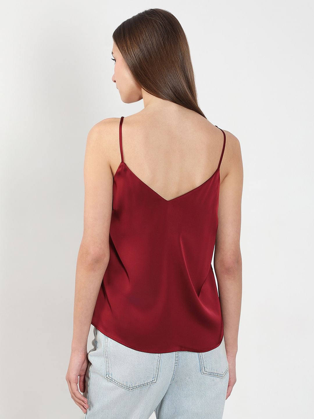 Red V Neck Slip Top