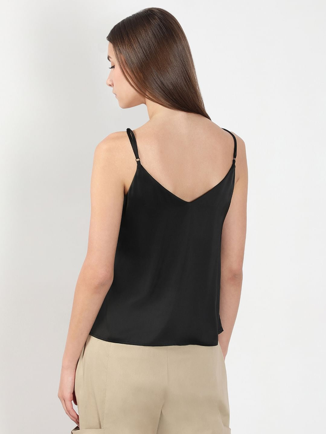 Black V Neck Slip Top