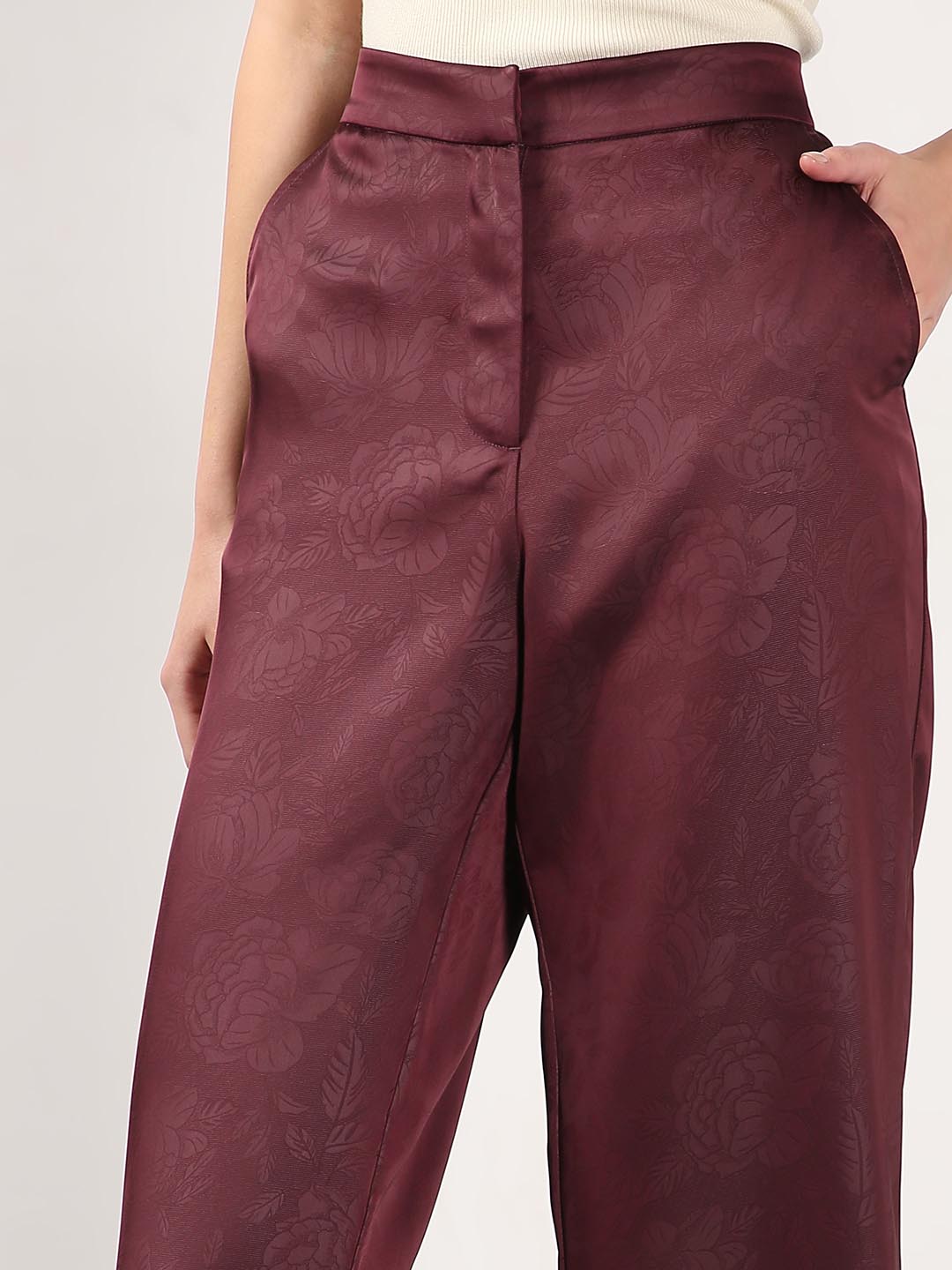 Vero Moda Maroon High Rise Flared Pants
