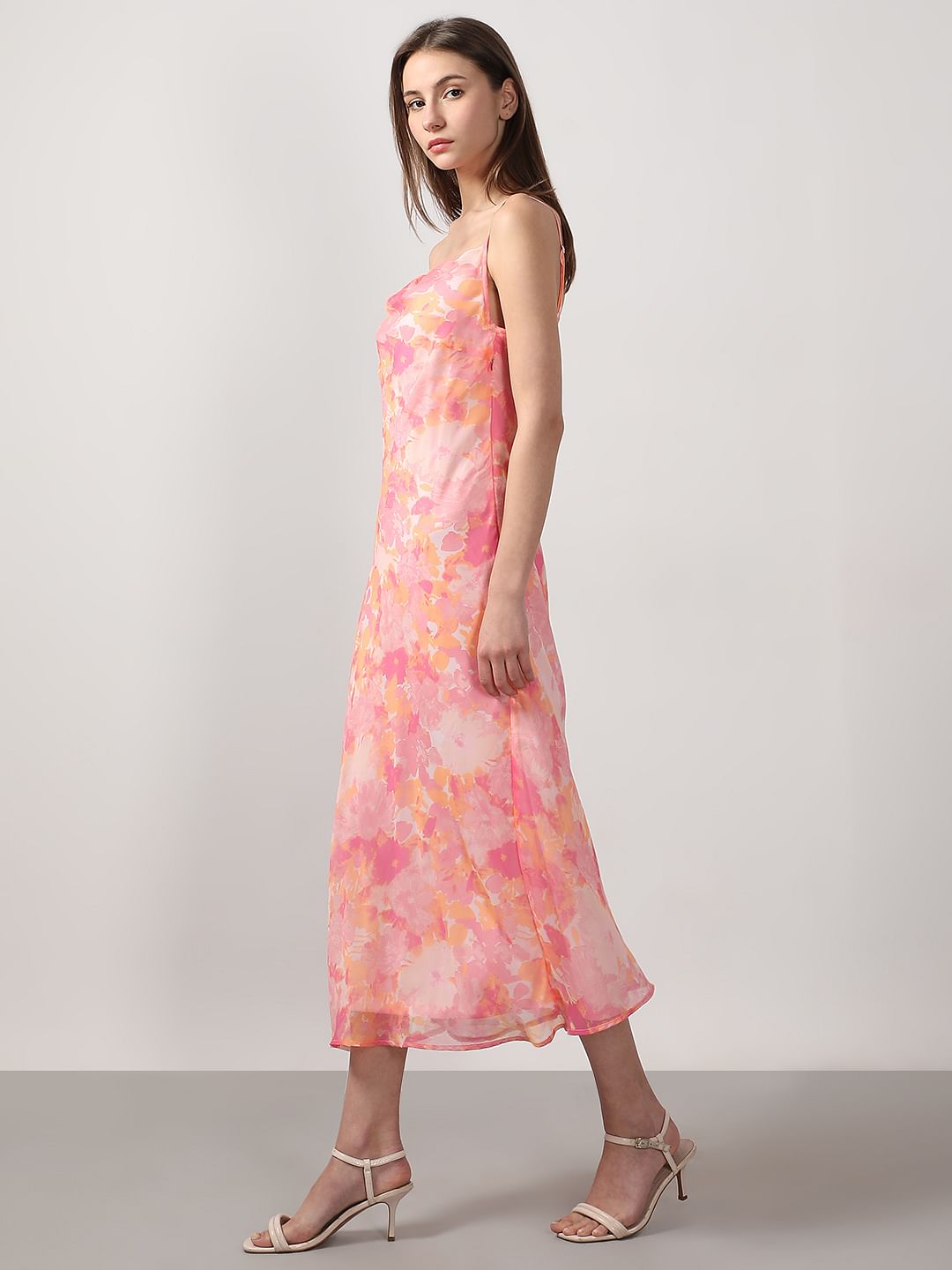 Pink Printed Waterfall Dress