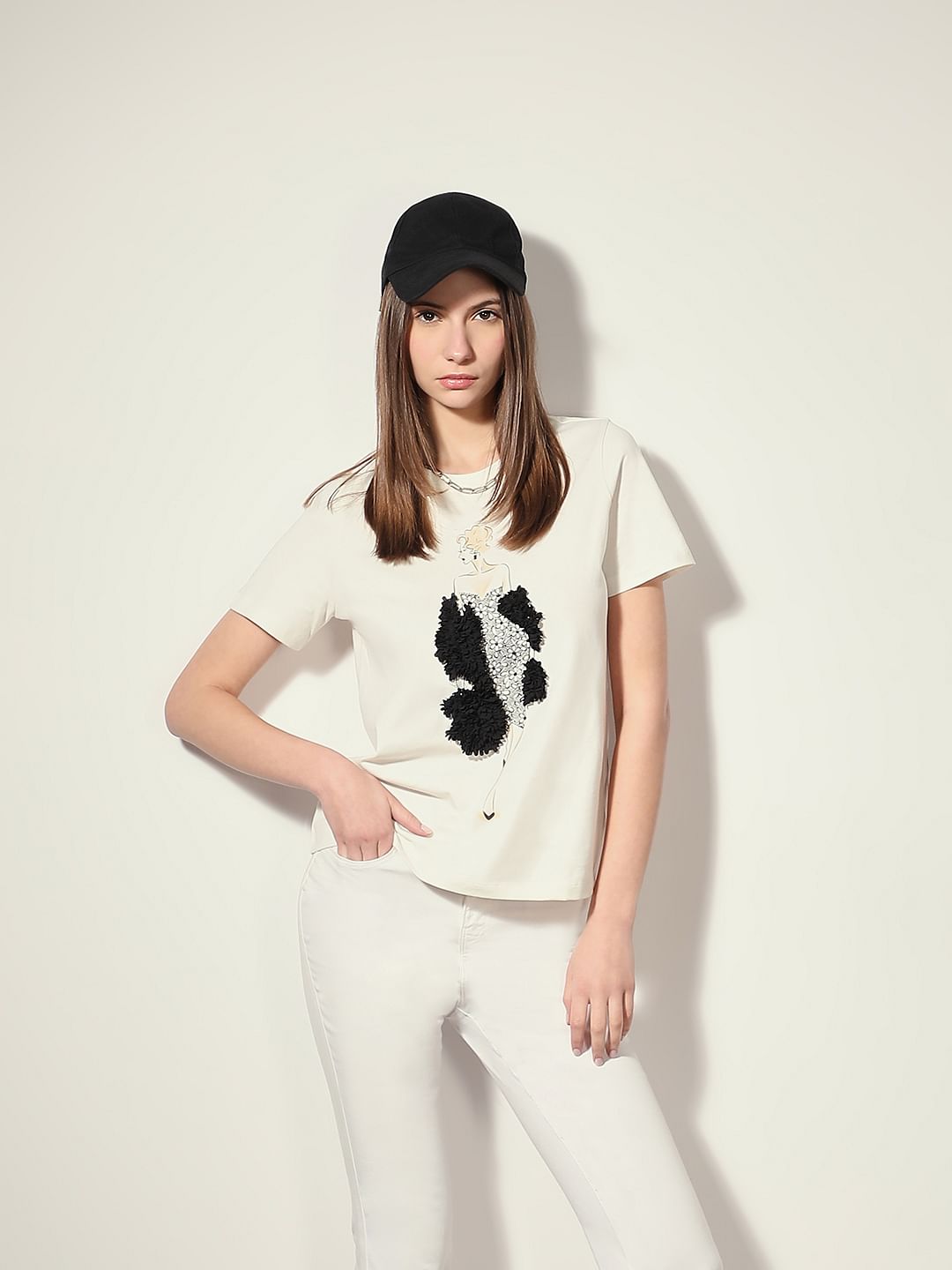 White Printed T-Shirt