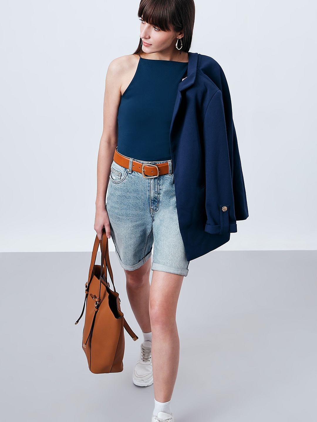 Blue Incut Fitted Top