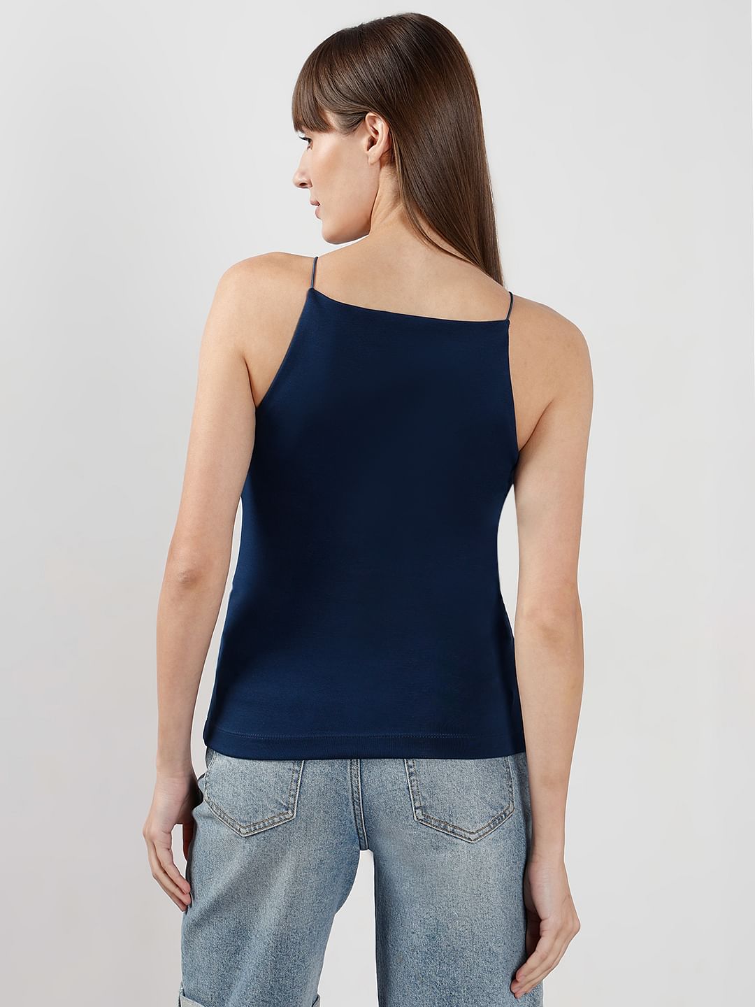 Blue Incut Fitted Top
