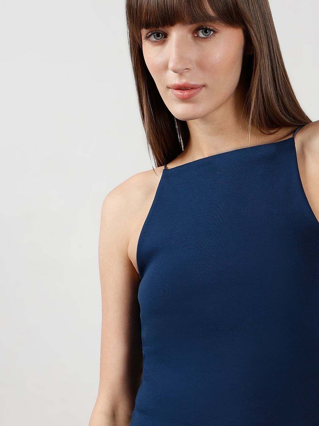 Blue Incut Fitted Top