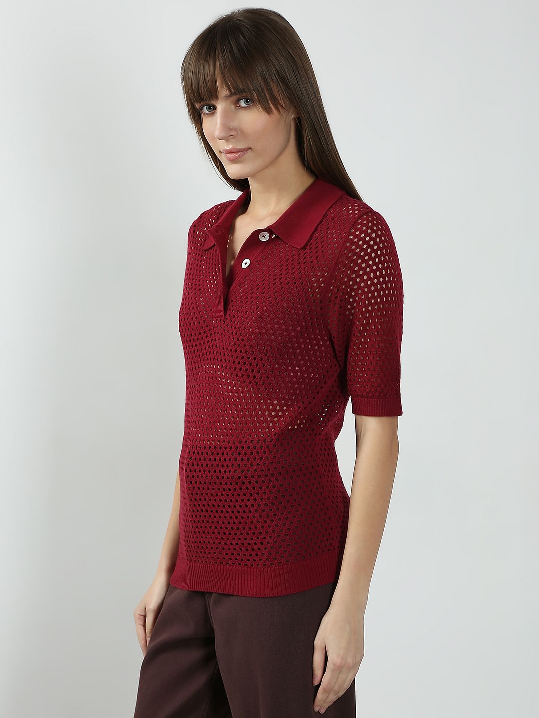 Red Semi Sheer Polo