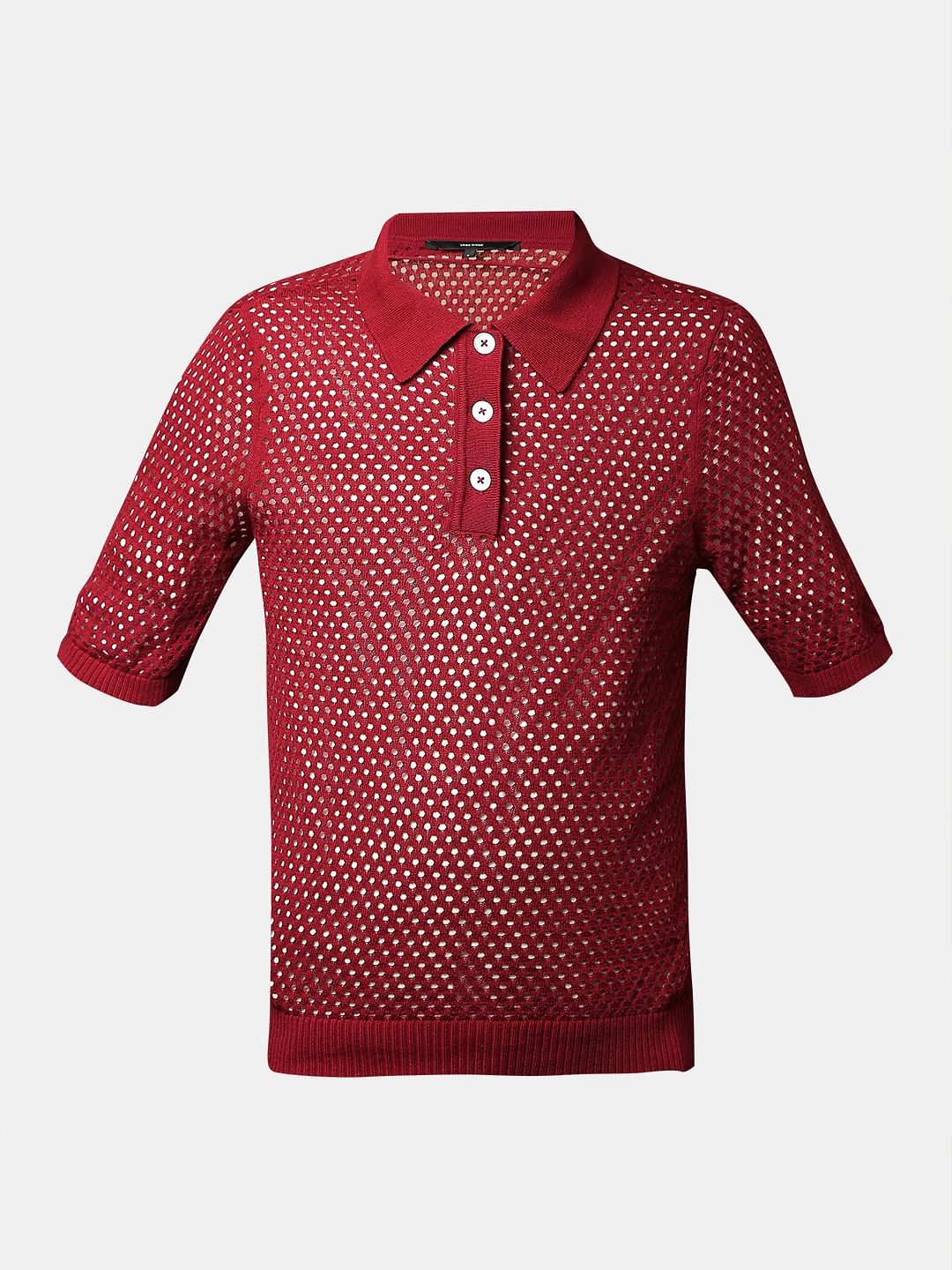 Red Semi Sheer Polo