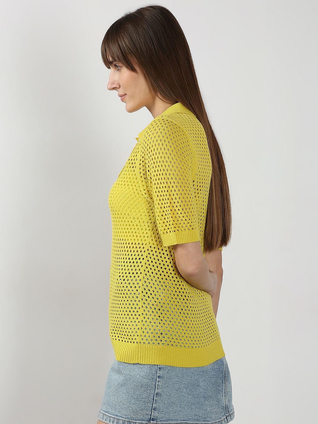 Yellow Semi Sheer Polo