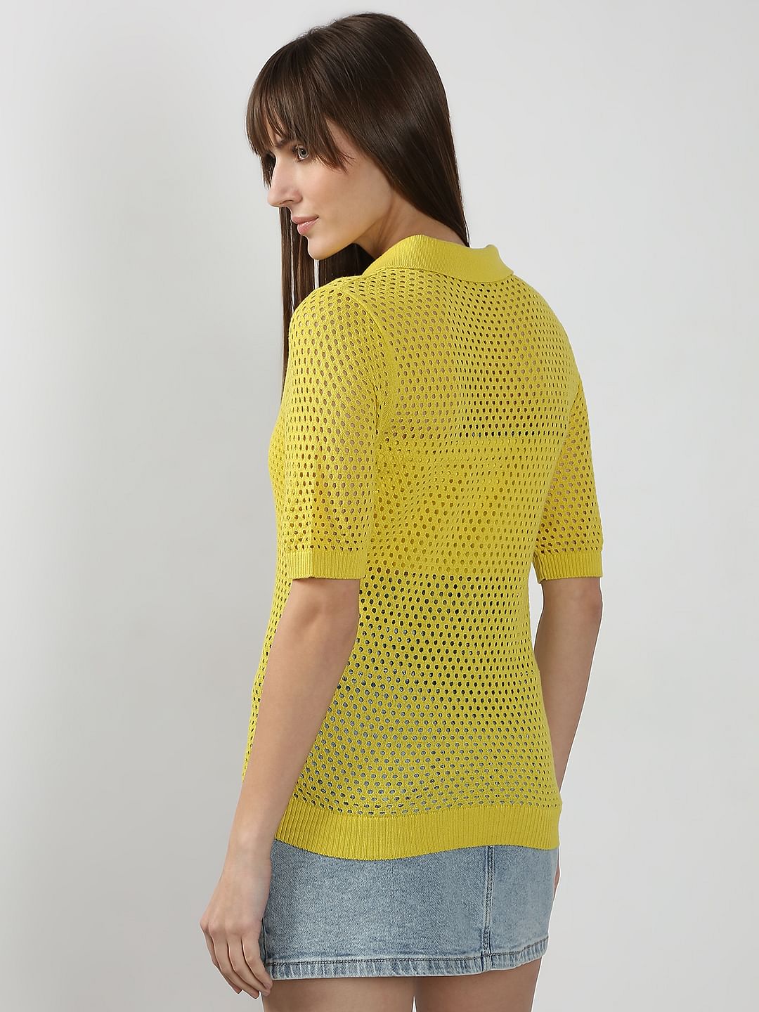 Yellow Semi Sheer Polo