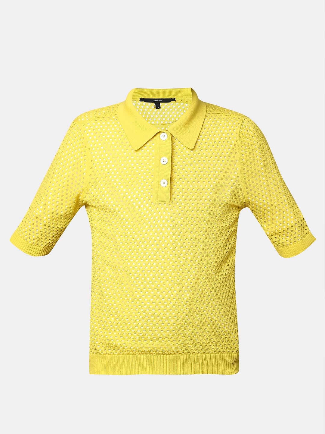 Yellow Semi Sheer Polo