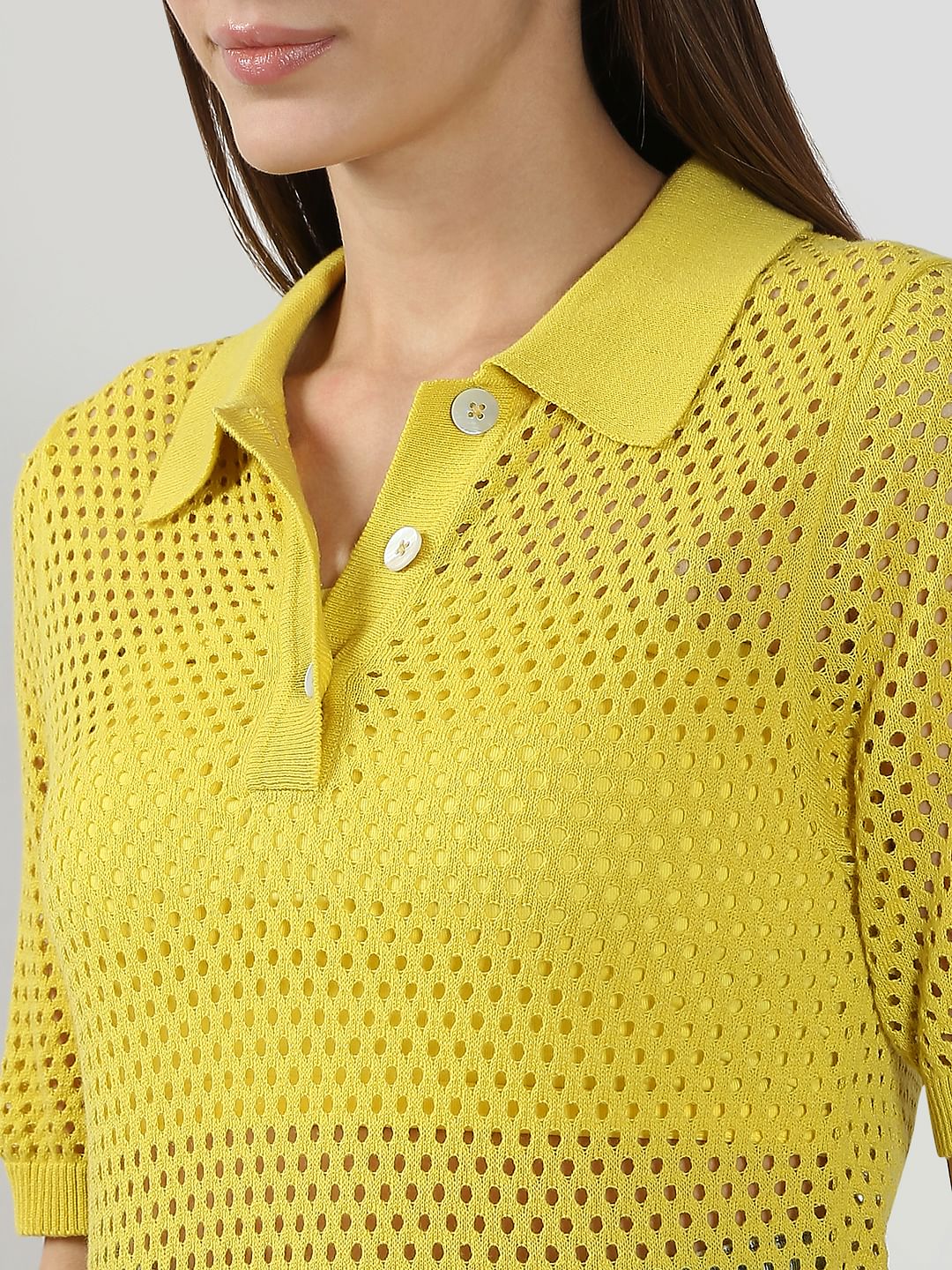 Yellow Semi Sheer Polo