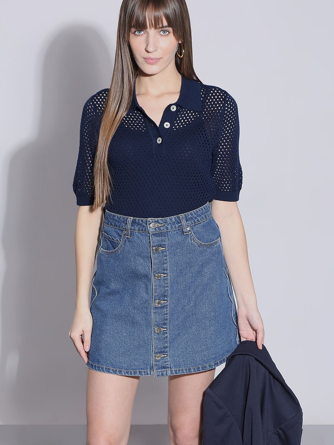 Navy Blue Knitted Polo