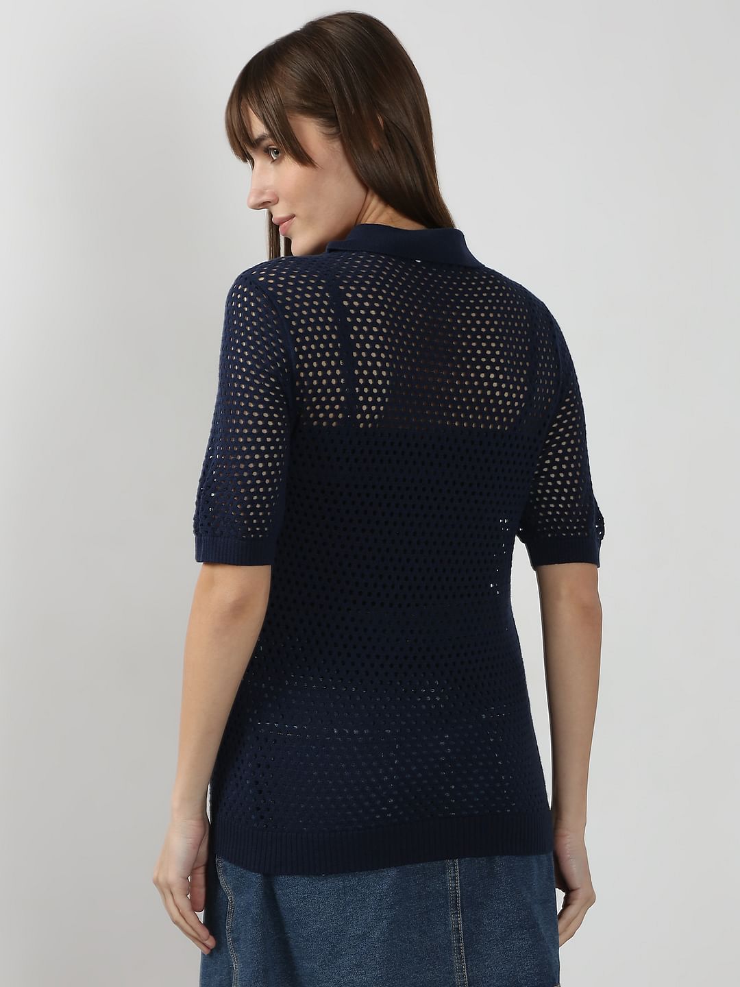 Navy Blue Knitted Polo