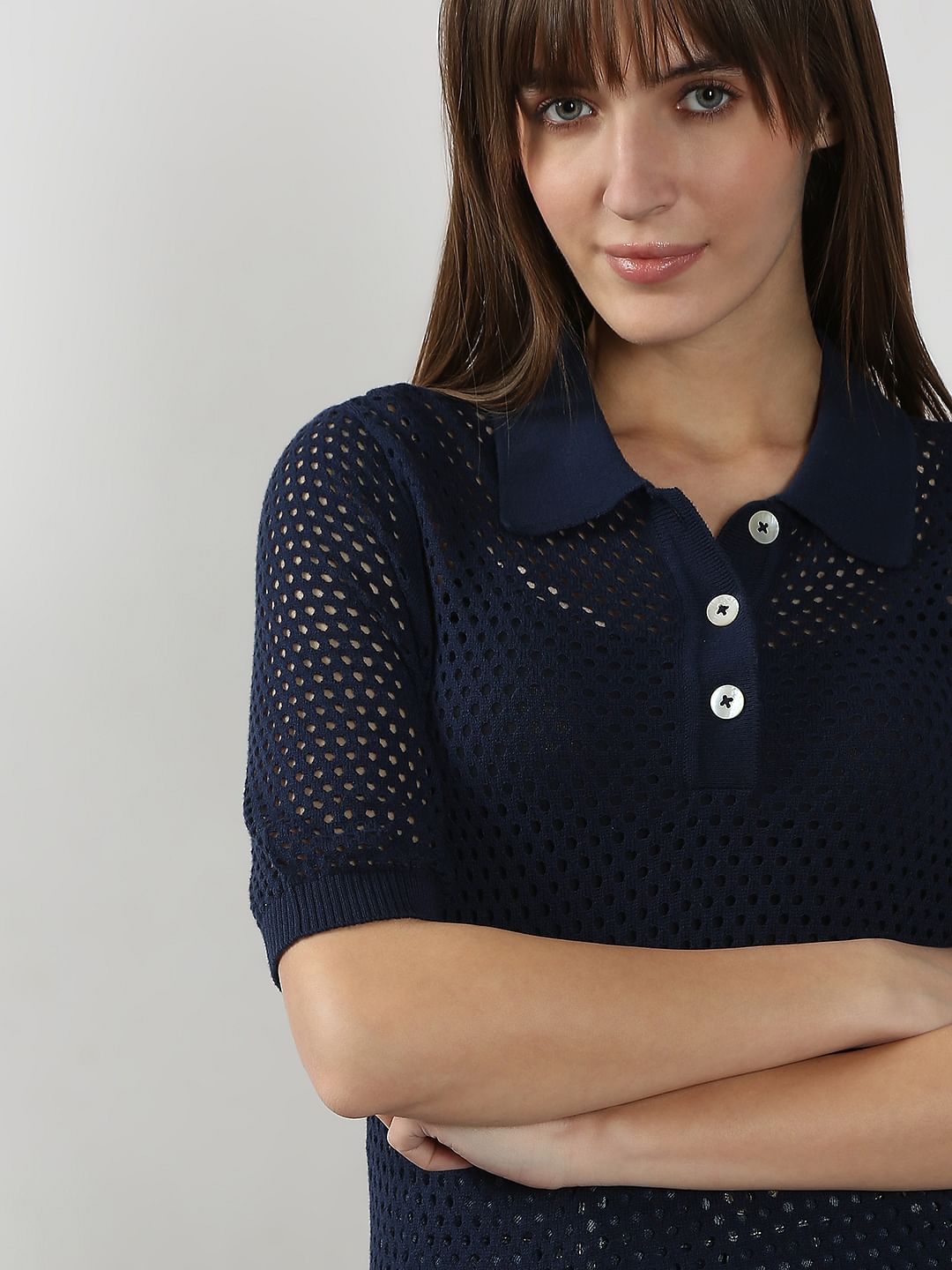 Navy Blue Knitted Polo