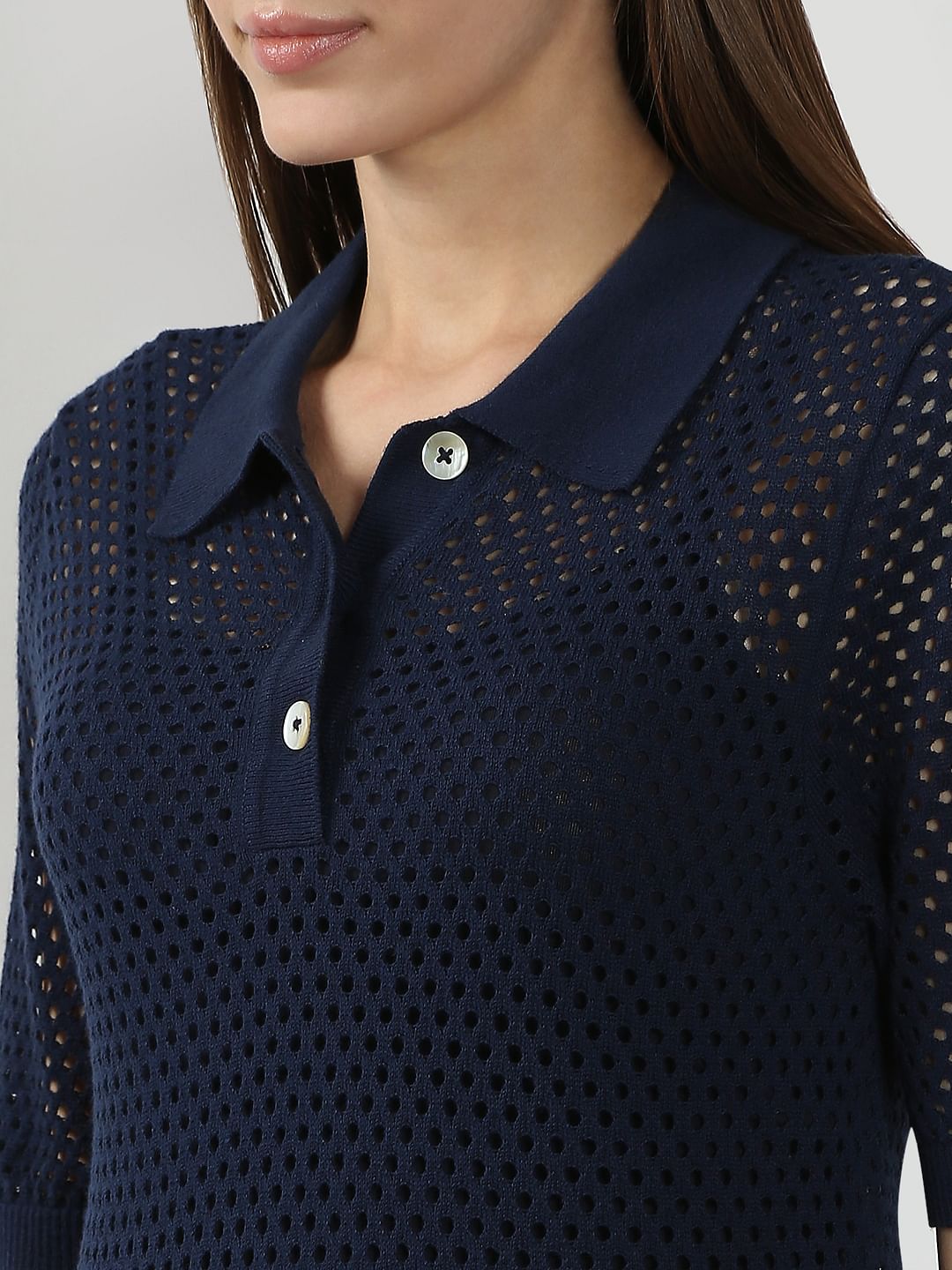 Navy Blue Knitted Polo