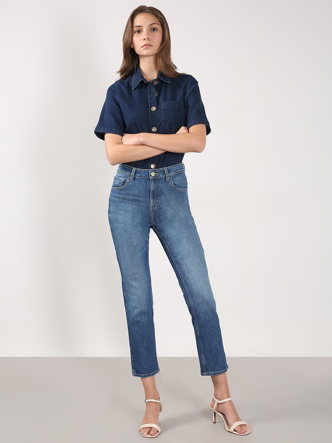Vero Moda Blue Mid Rise Skinny Fit Jeans