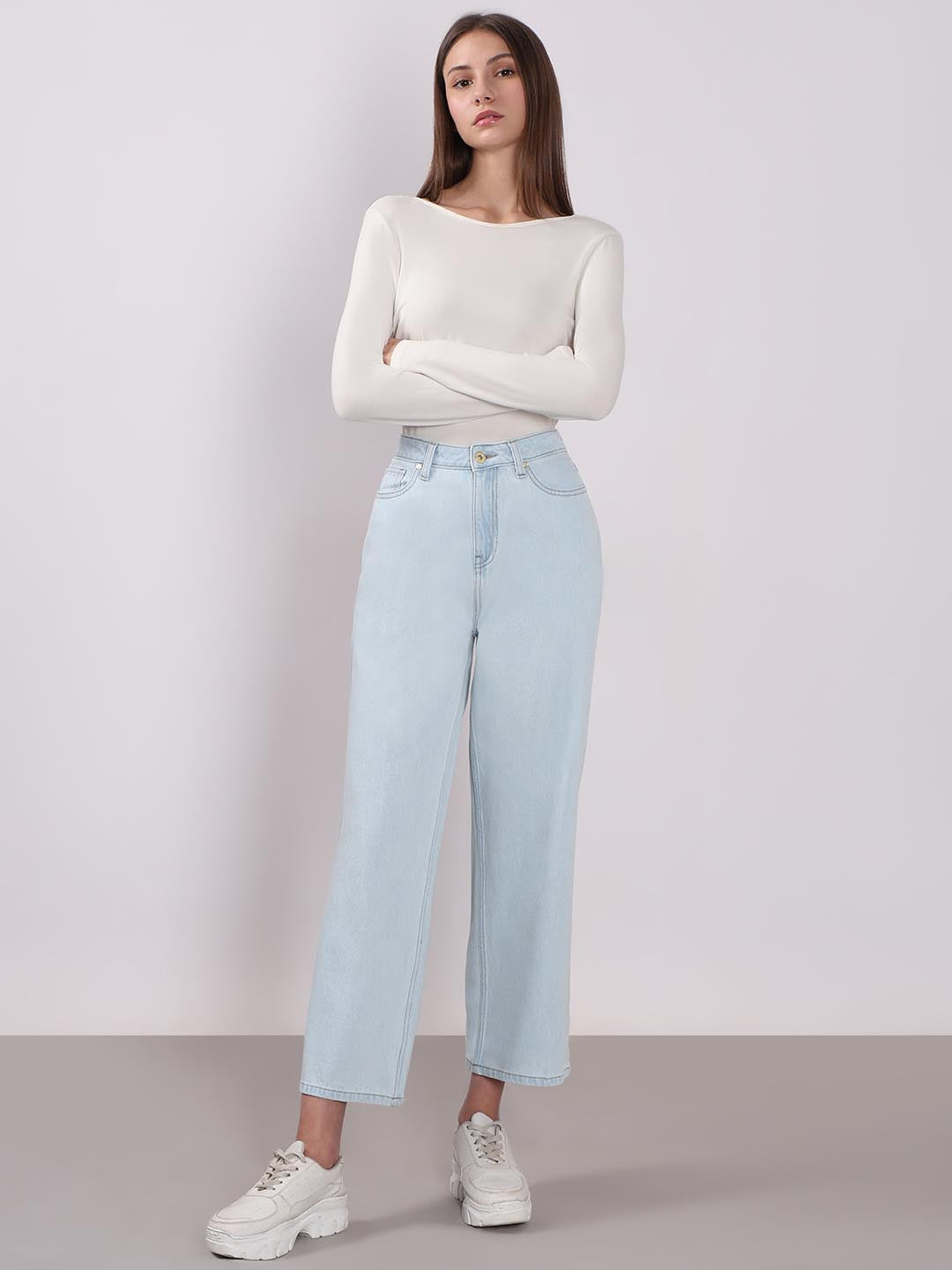 Vero Moda Light Blue Washed Straight Fit Jeans