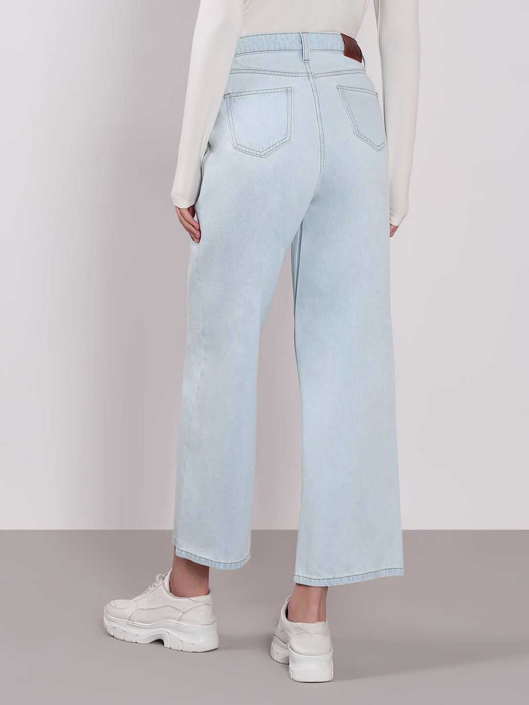 Ice Washed Wide Leg Jeans