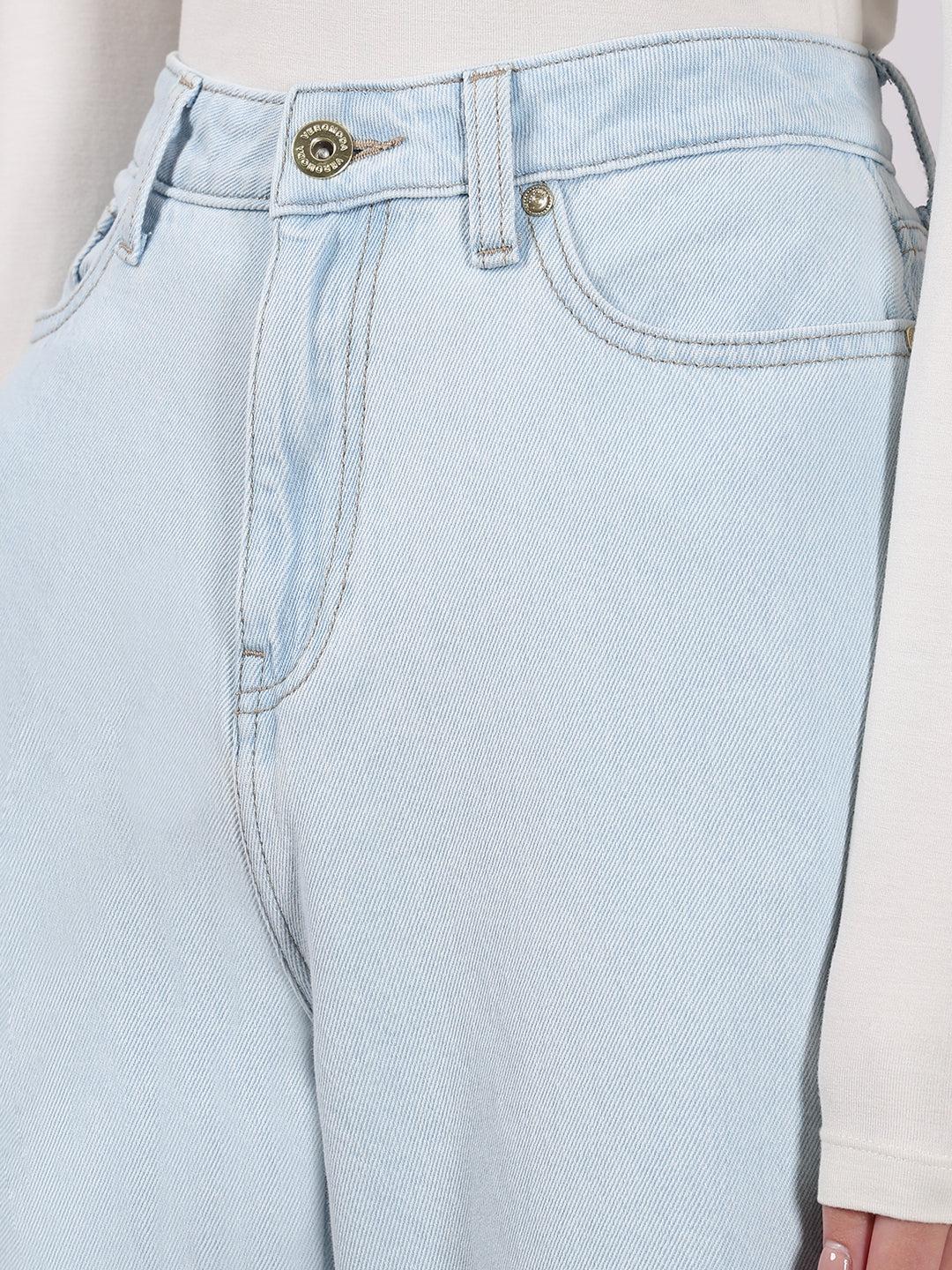 Ice Washed Wide Leg Jeans
