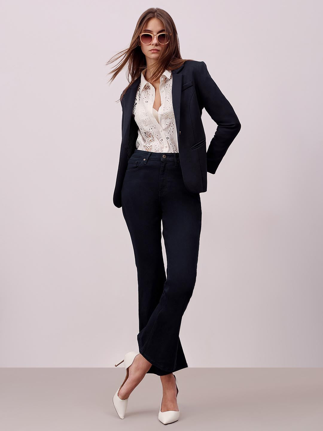 Vero Moda Dark Blue High Rise Bootcut Jeans