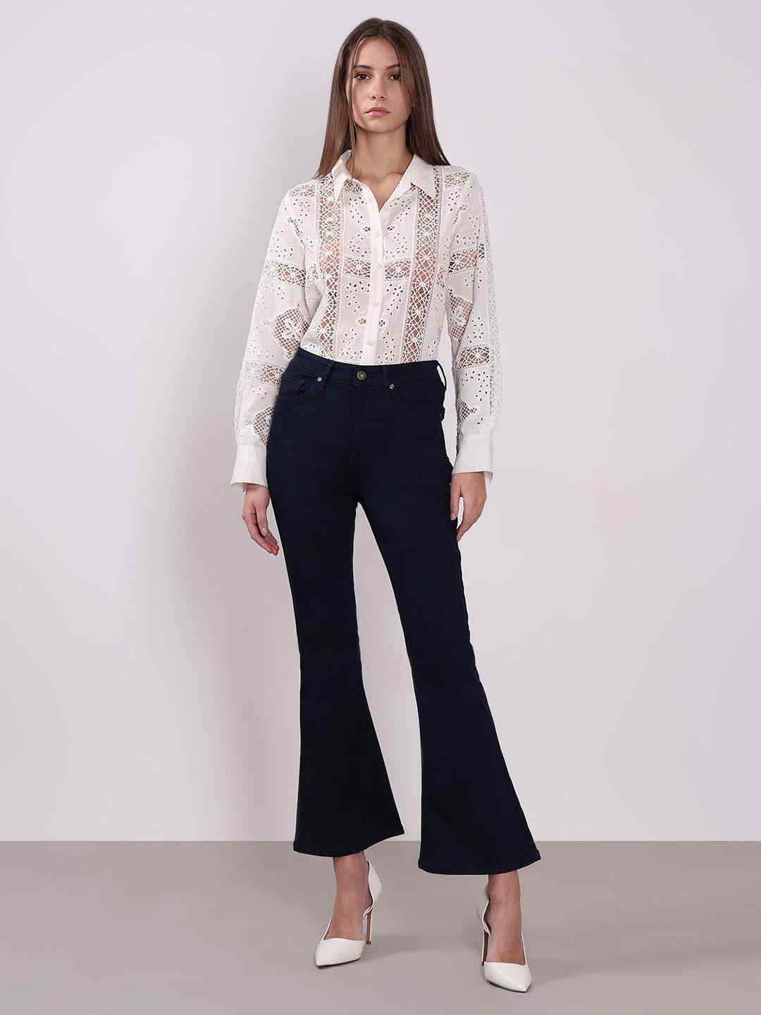 Vero Moda Dark Blue High Rise Bootcut Jeans