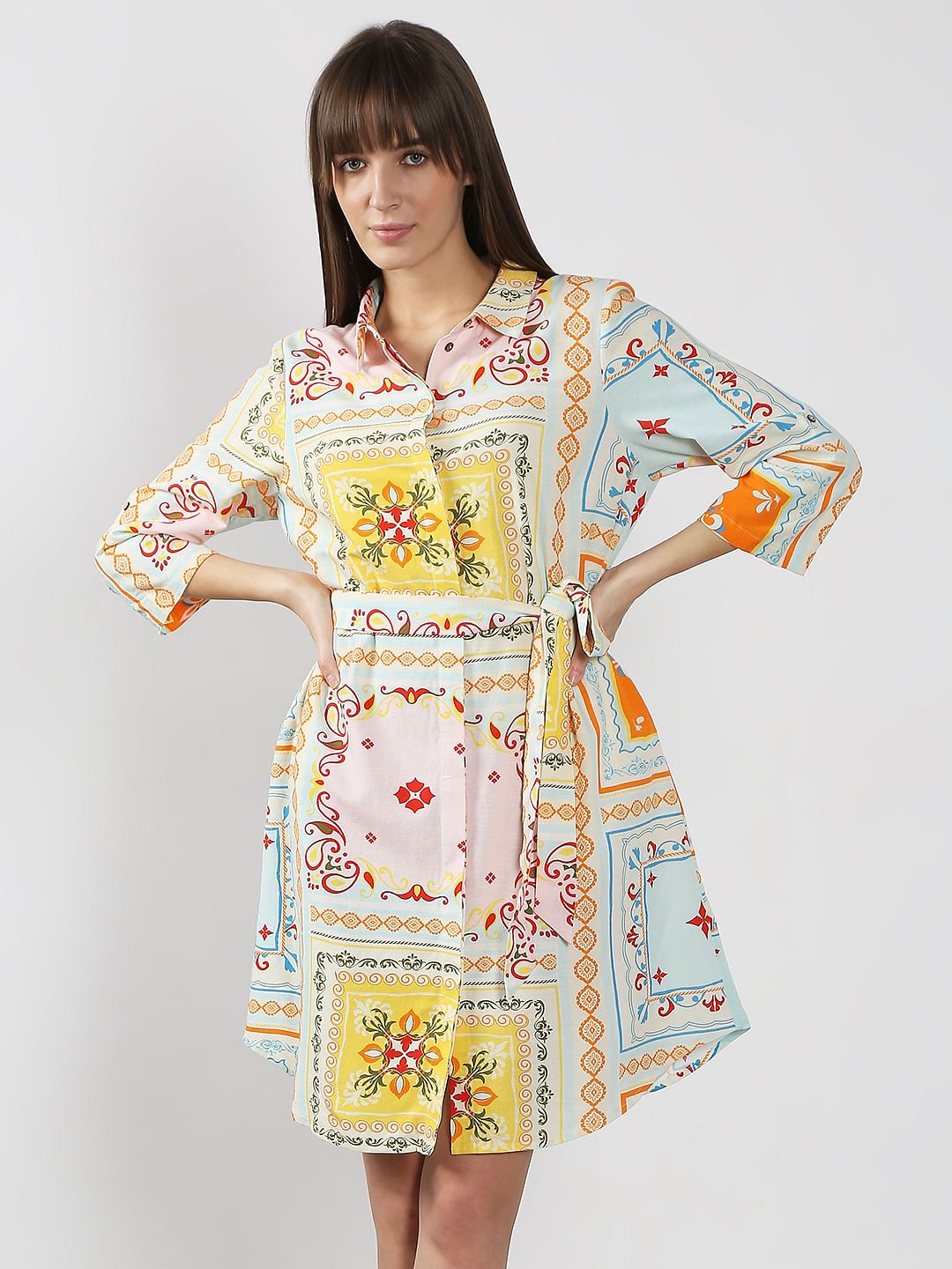 Multi-Colour Printed Shirt Dress