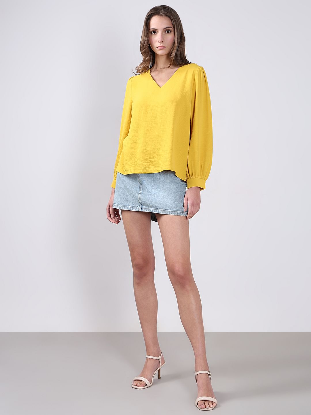 Yellow V Neck Top