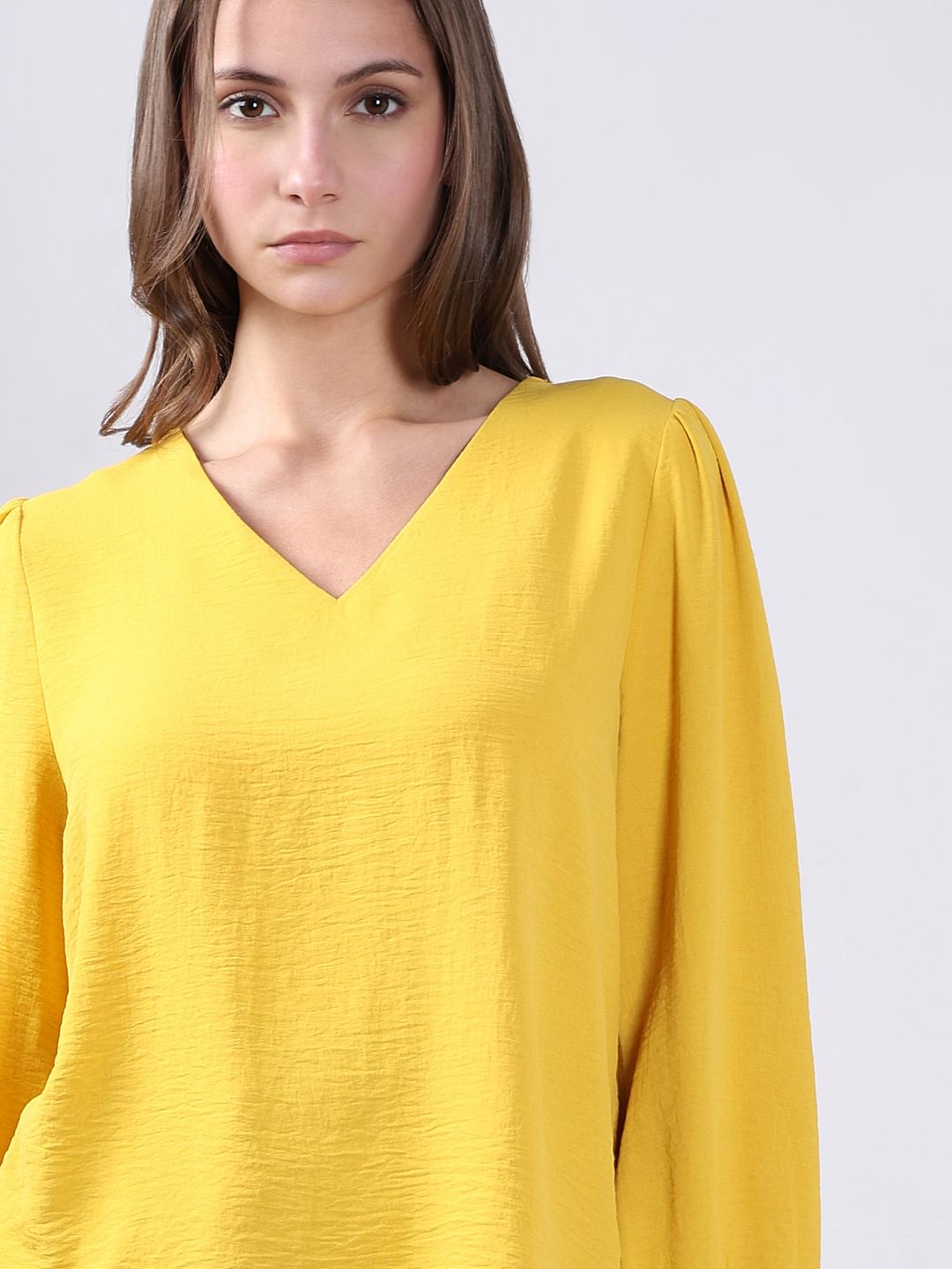Yellow V Neck Top