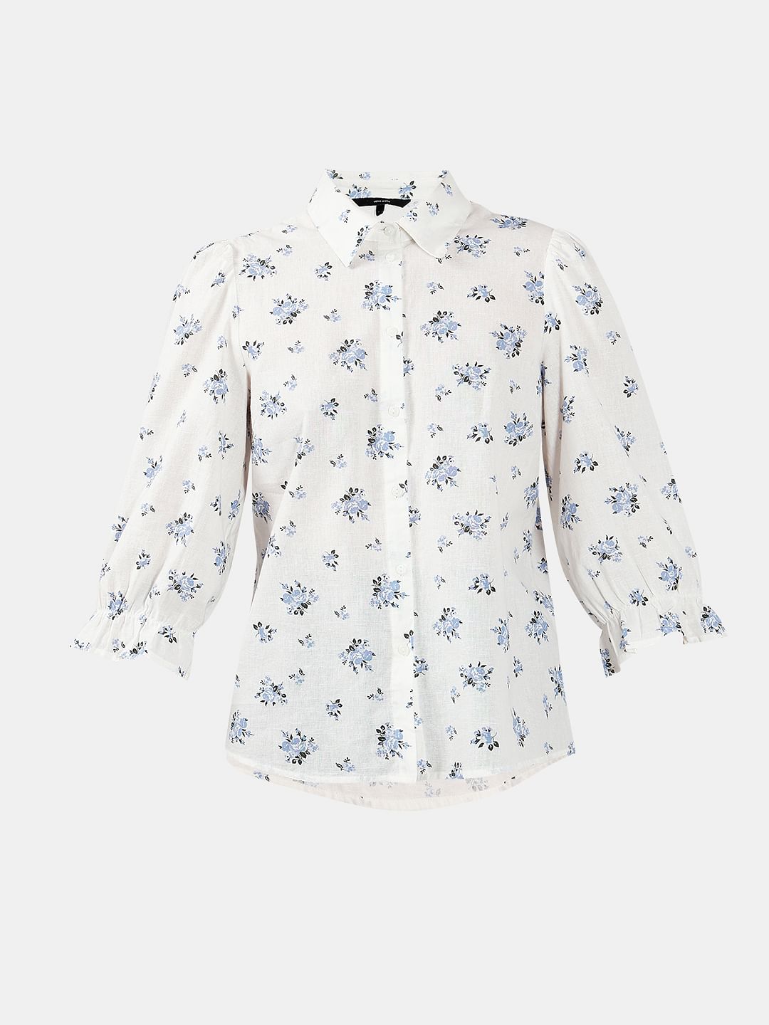 White Floral Cotton Shirt