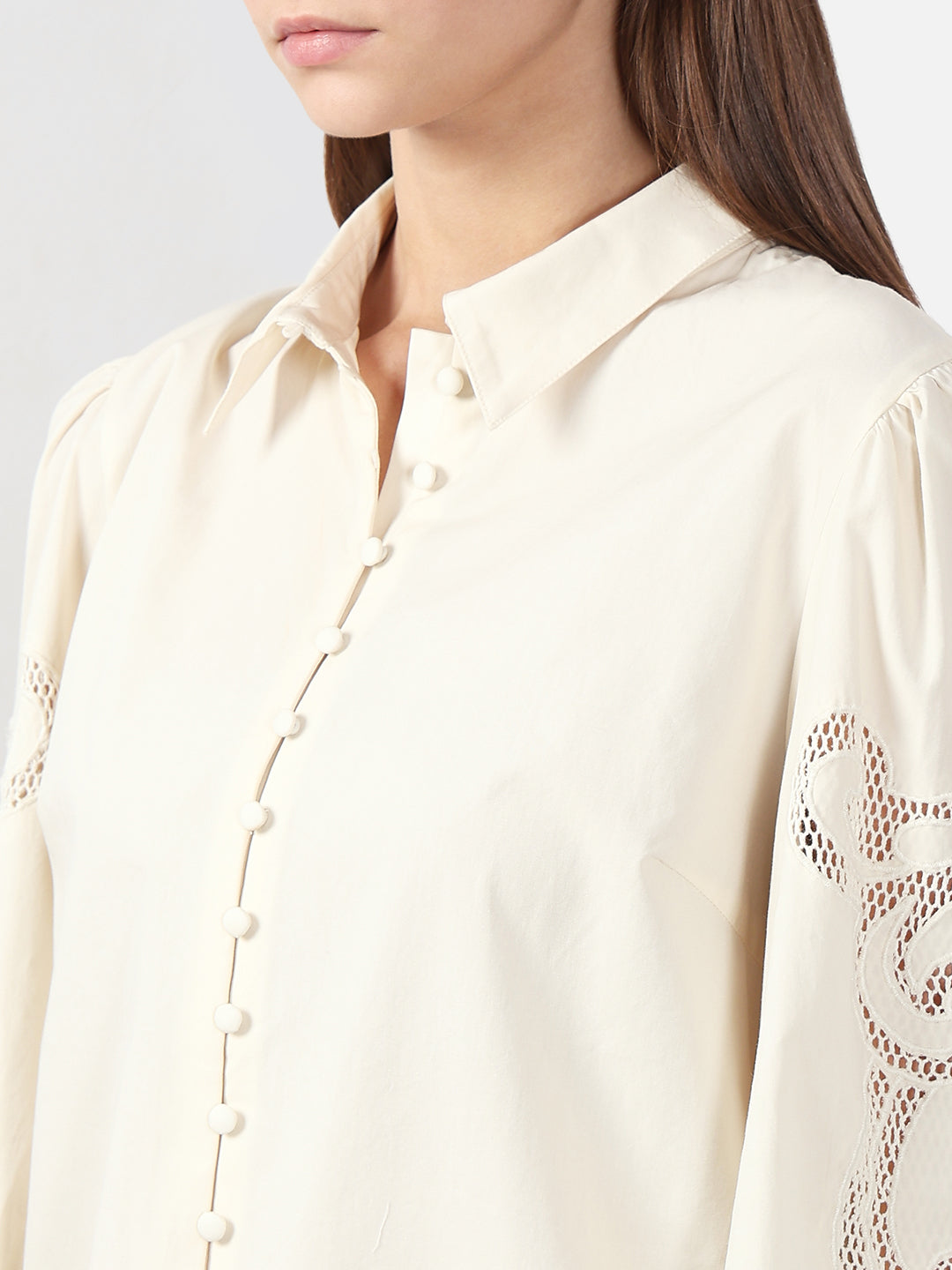 VERO MODA Ivory Button-Down Shirt